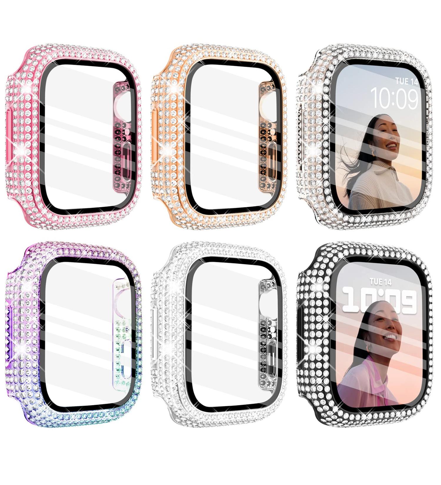 WINGLE 6-Pack Bling Crystal Diamond Apple Watch Case 44mm with Screen Protector for Apple Watch Series SE 6 5 4 - Buy Online on GoSupps.com