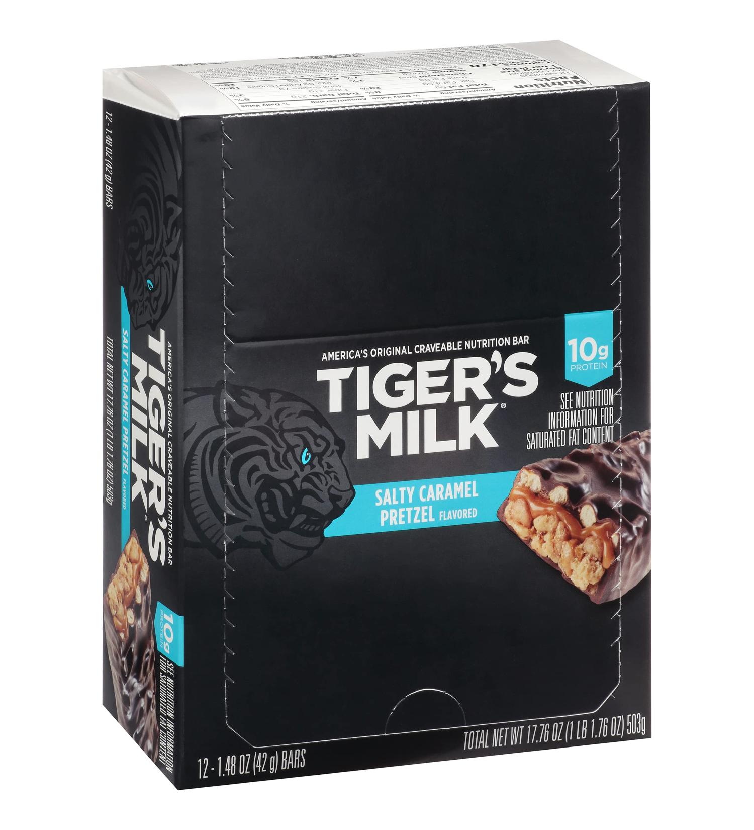 Tiger's Milk Salty Caramel Pretzel Nutrition Bars - 12 Pack (1.48 oz Each) | Energy Snack - Buy Online on GoSupps.com