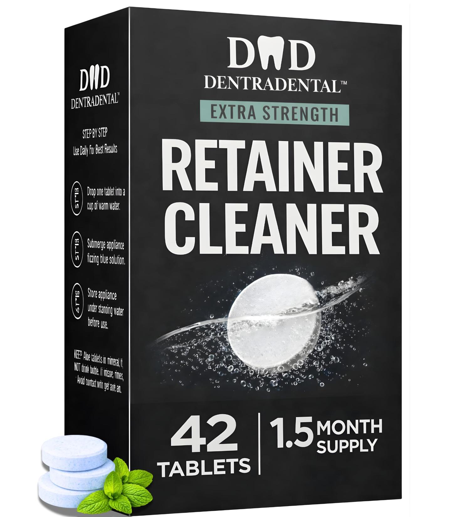 Retainer Cleaner Tablets - 1.5 Month Supply (42 Tablets) - Clean Retainers Mouth Guards Dentures - Removes Odor & Plaque (42 Pcs) 42 Count - Buy Online on GoSupps.com