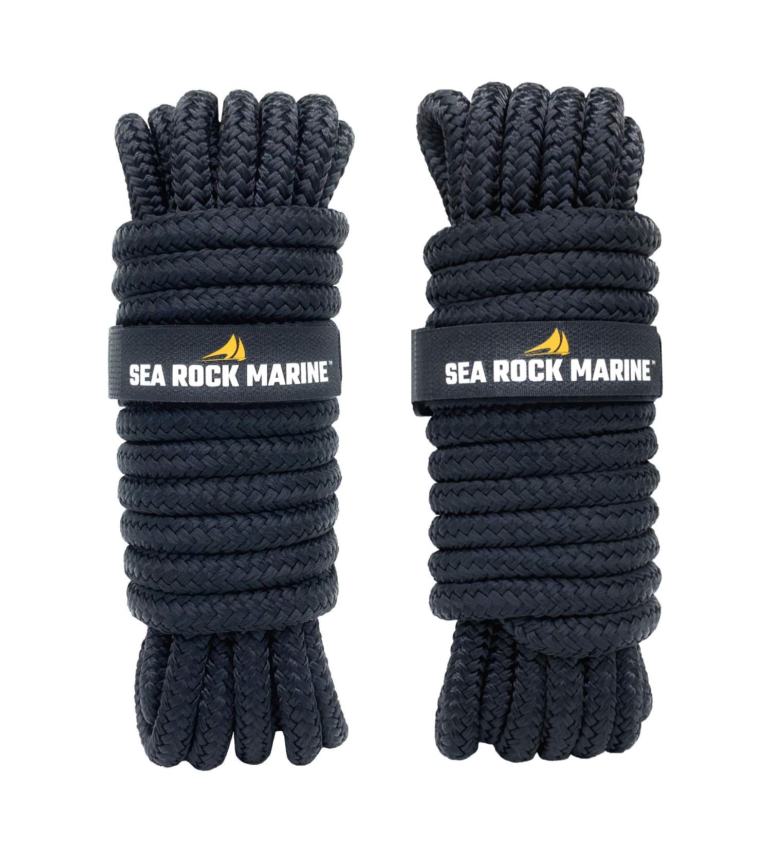 Sea Rock Marine Double Braided Nylon Dock Lines | 2 Pack 15' x 3/8 | Boats & Marine Rope Accessories - Buy Online on GoSupps.com