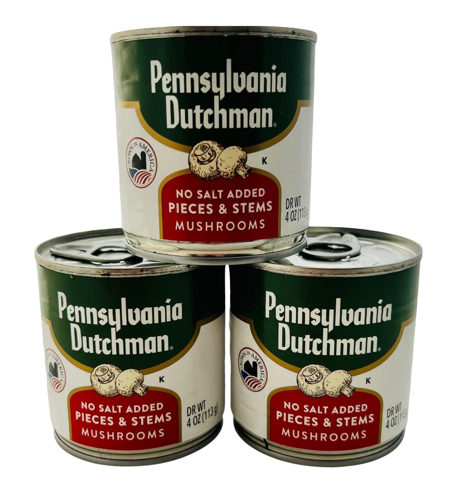 Pennsylvania Dutchman Canned Mushroom Pieces and Stems  No Salt Added - Three 4 oz Cans - Buy Online on GoSupps.com