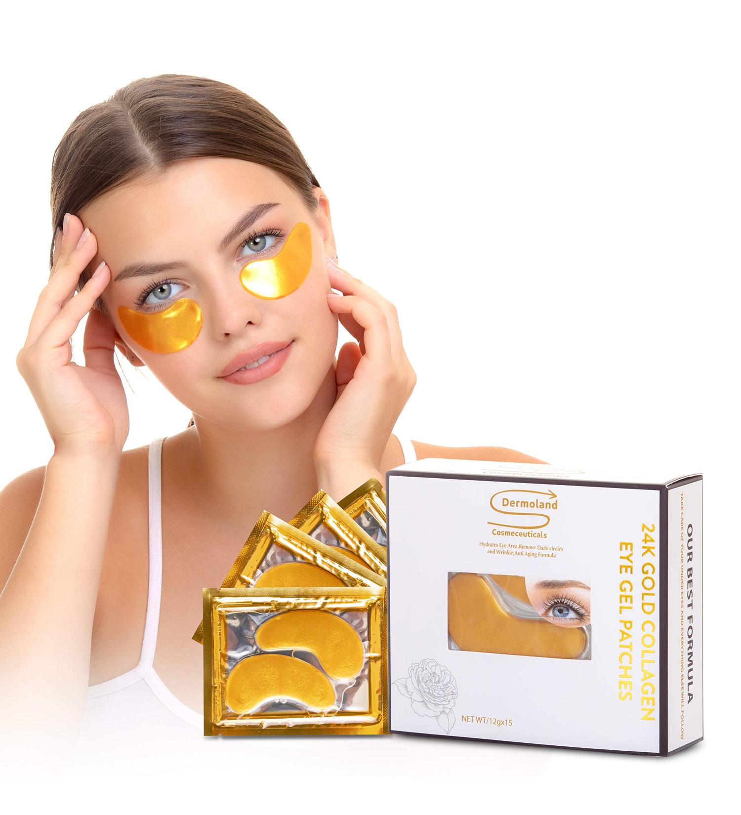 Hydrogel Gold Eye Patches - 15 Pairs for Puffiness & Dark Circles - Hyaluronic Acid & Collagen Eye Mask - Anti-Wrinkle Treatment - Buy Online on GoSupps.com