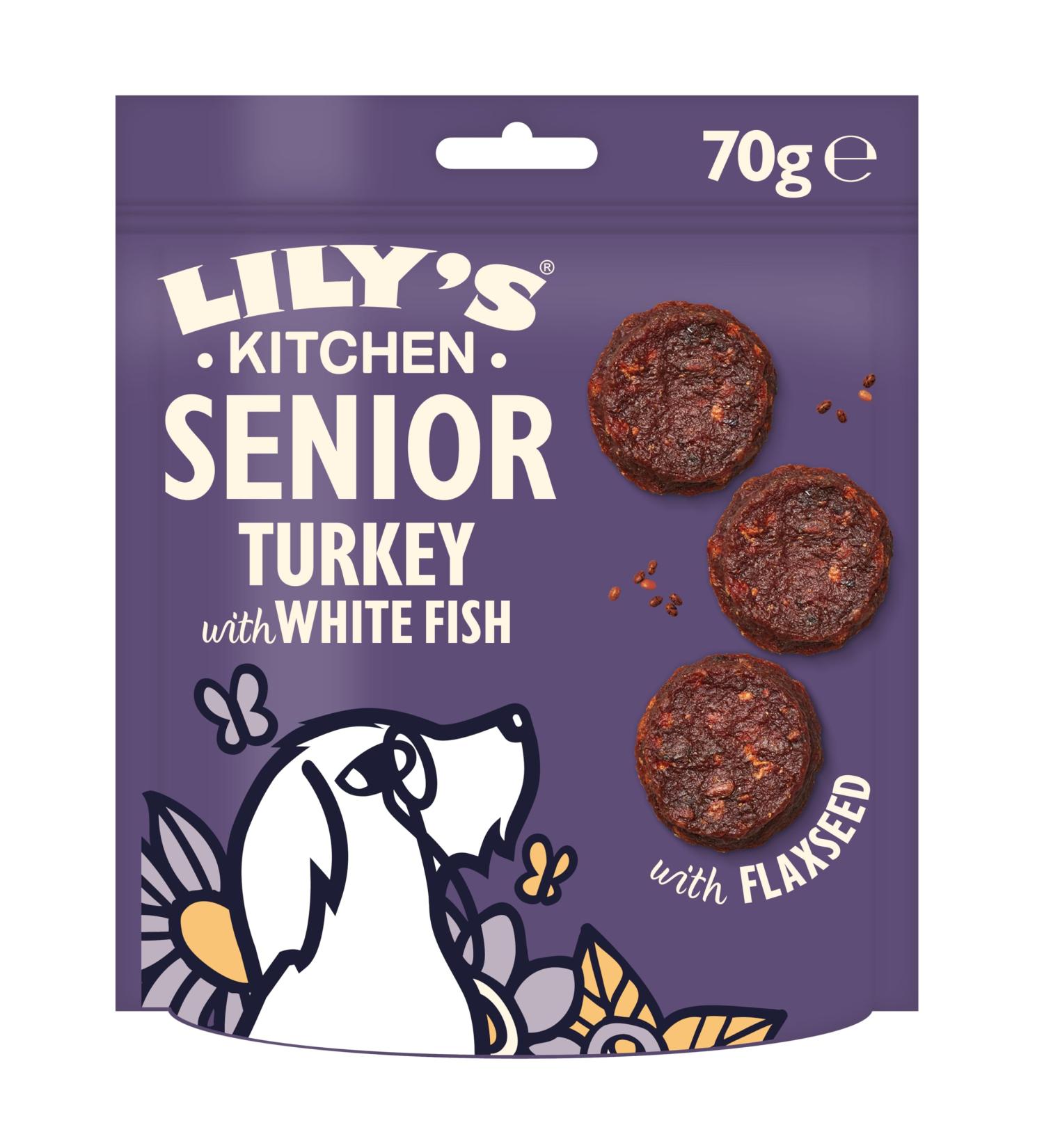 Lily's Kitchen Turkey & White Fish Treats for Seniors - 8 x 70g | Healthy Dog Snacks & International Shipping - Buy Online on GoSupps.com