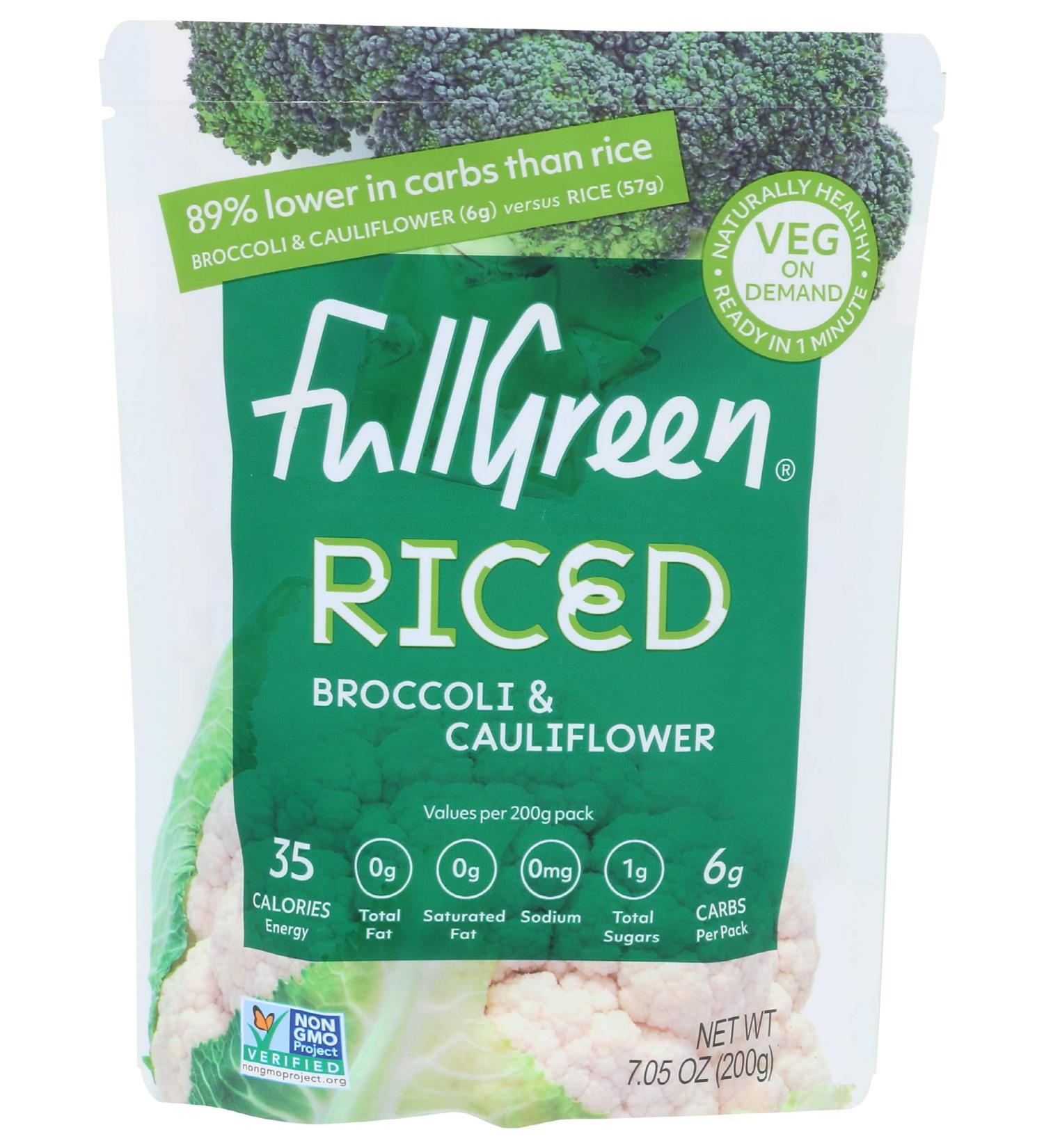 Fullgreen Riced Broccoli & Cauliflower, 7.05 OZ - Healthy Low-Carb Rice Alternative - Buy Online on GoSupps.com
