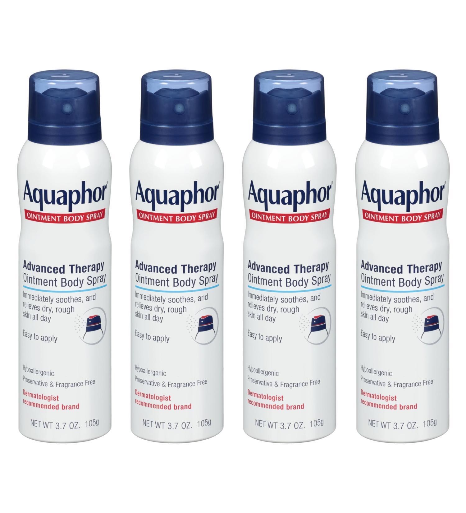 Aquaphor Ointment Body Spray - Moisturizes and Heals Dry Rough Skin - 3.7 oz. Spray Can 4 Pack 14.8 Ounce (Pack of 1) 4 Pack(3.7 oz) - Buy Online on GoSupps.com