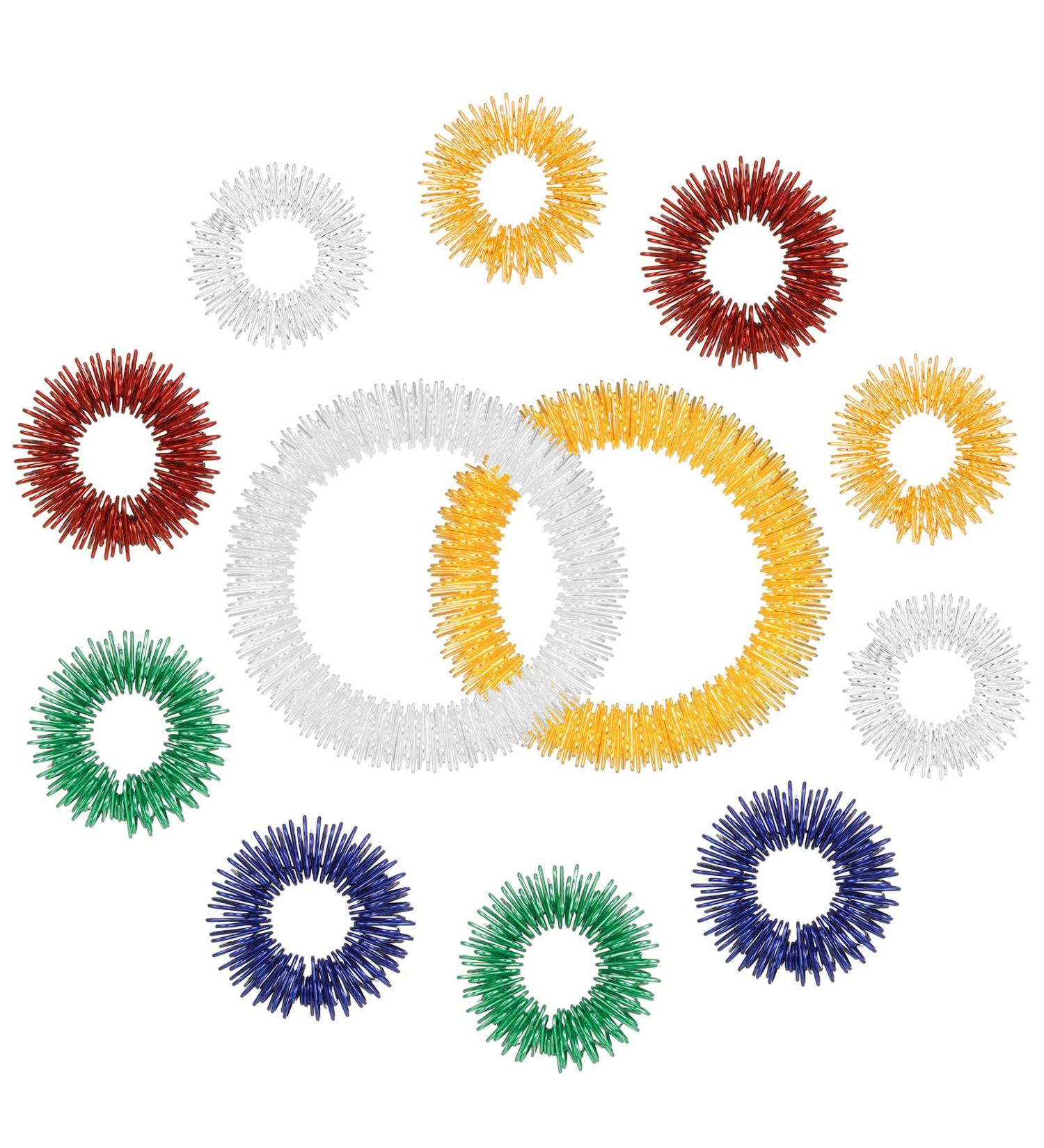 Tonyg-P 12-Piece Massage Ring Set | Acupressure Rings for Stress Relief & Relaxation | Anti-Stress Finger Massagers for Adults & Adolescents | International Shipping Available - Buy Online on GoSupps.com