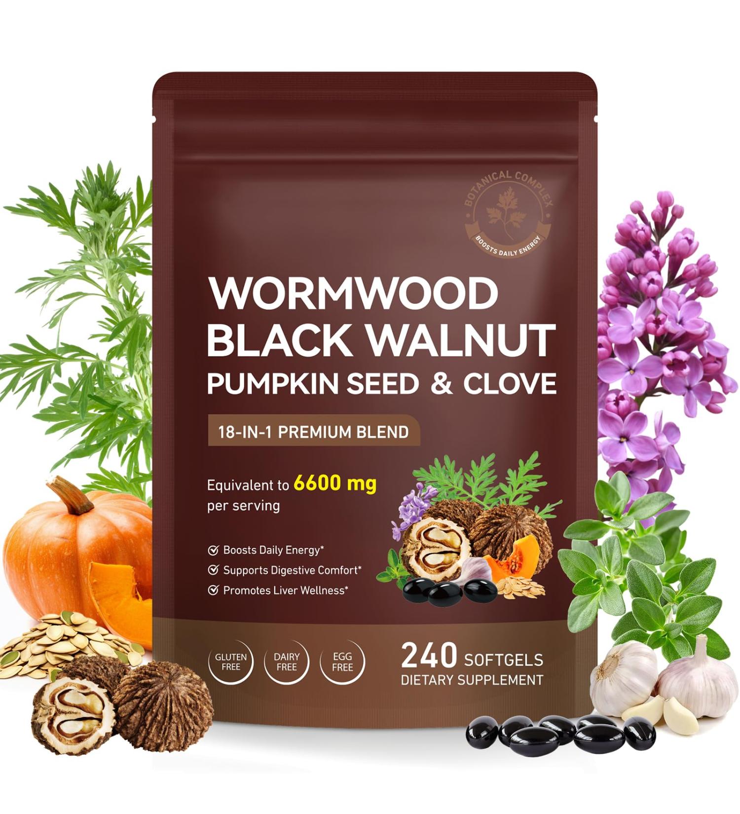 RSGRT Wormwood Black Walnut Clove Cleanse for Humans 6600mg Serving 18-in-1 Premium Herbal Blend Capsules Supports Cleanse & Digestive Health 240 Softgels - Buy Online on GoSupps.com