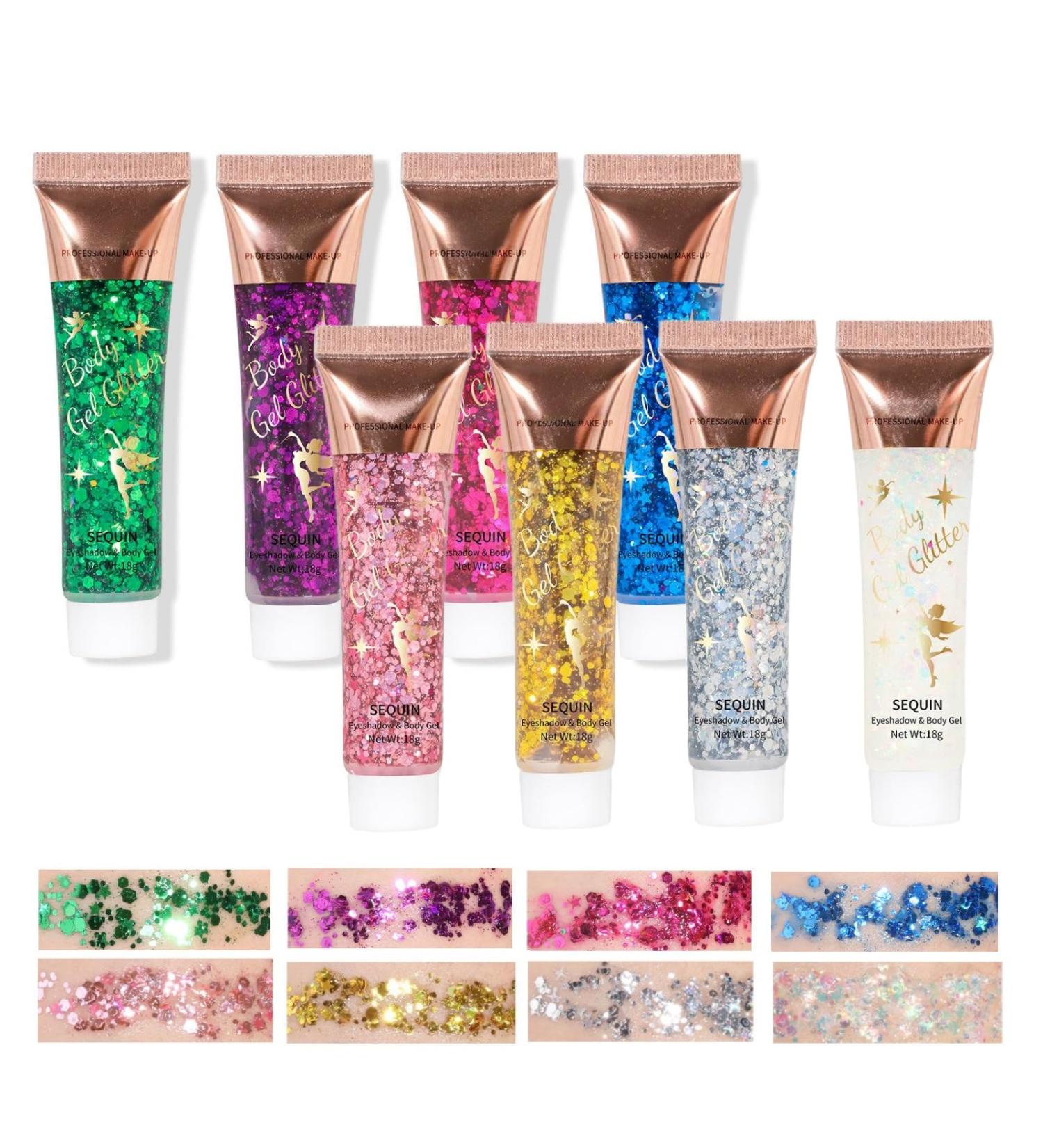  Beliky Girl Set of 4 liquid glitter gels for face body hair and nails - For face body hair and nails - Buy Online on GoSupps.com