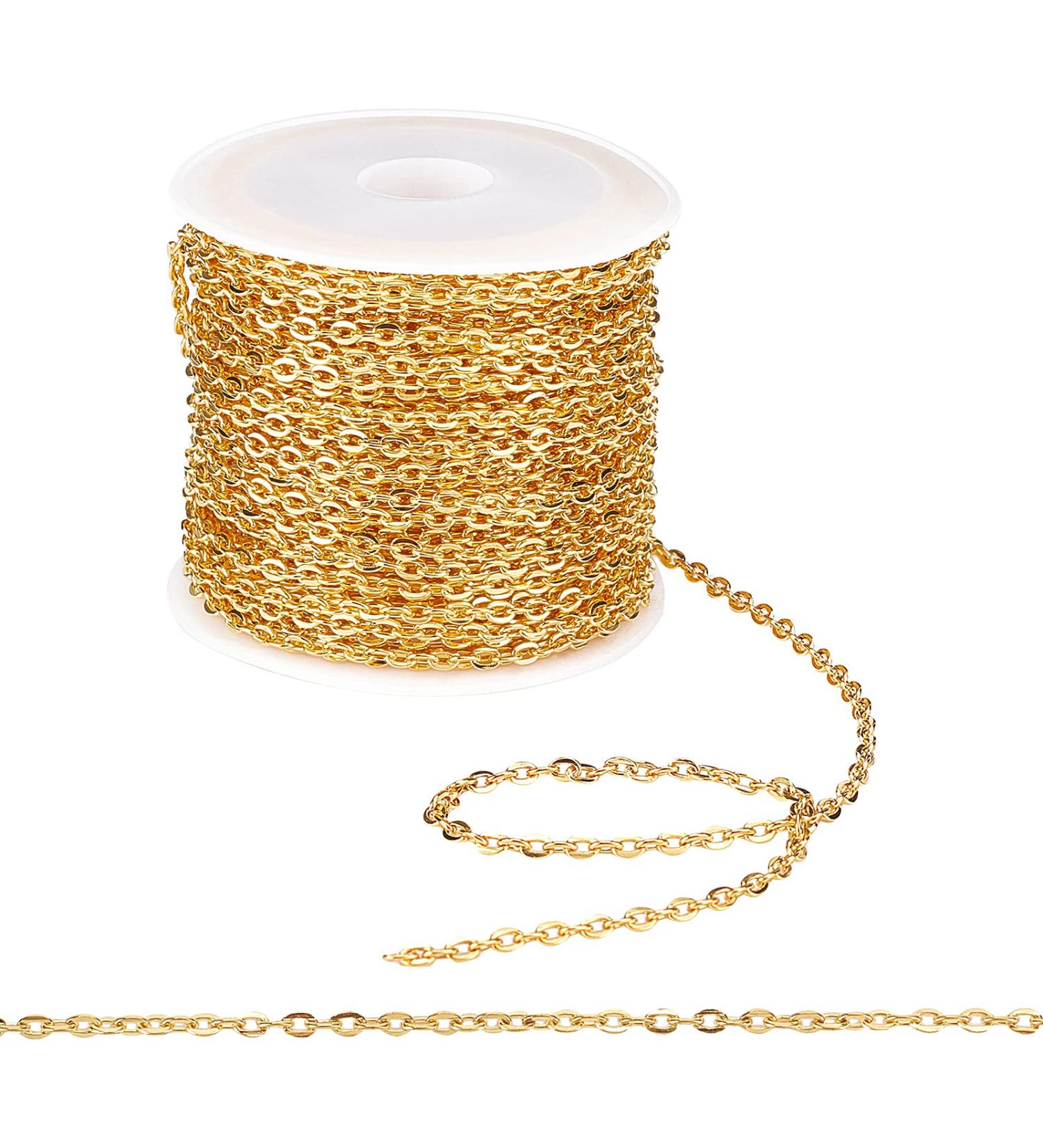 Pandahall 32ft Golden Iron Cross Necklace Chain for DIY Jewelry Making - 3x2.2x0.6mm - Buy Online on GoSupps.com