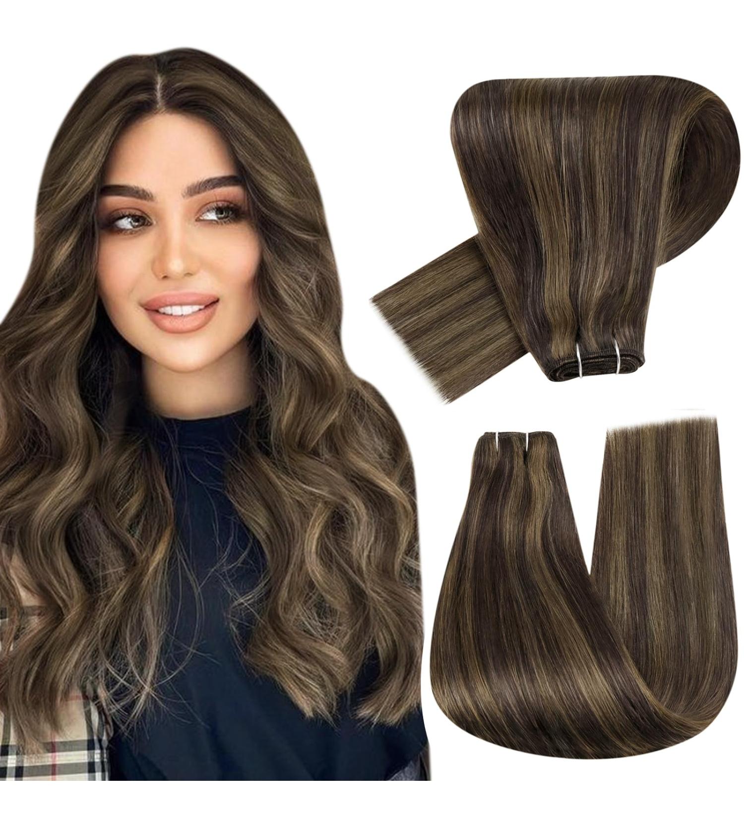 Hetto Treat Remy Hair Extensions - Ash Brown Sew-In Weft #2/8 - 30cm 70g - Real Human Hair with Highlights - Buy Online on GoSupps.com