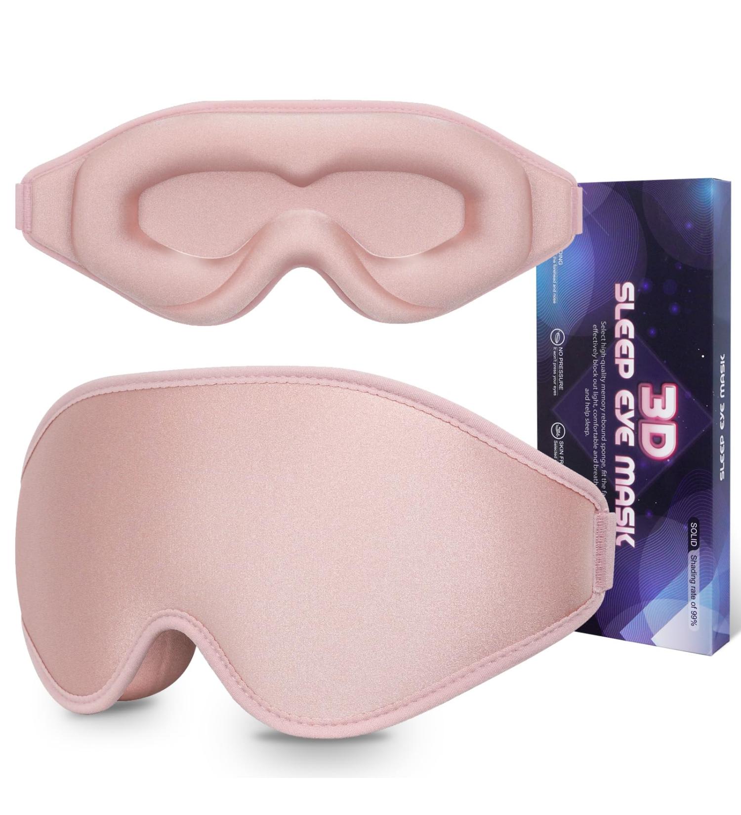 Buy 3D Sleep Mask - 100% Light Blocking Eye Mask with Adjustable Strap - Memory Foam Night Blindfold for Women - Pink Color - Buy Online on GoSupps.com