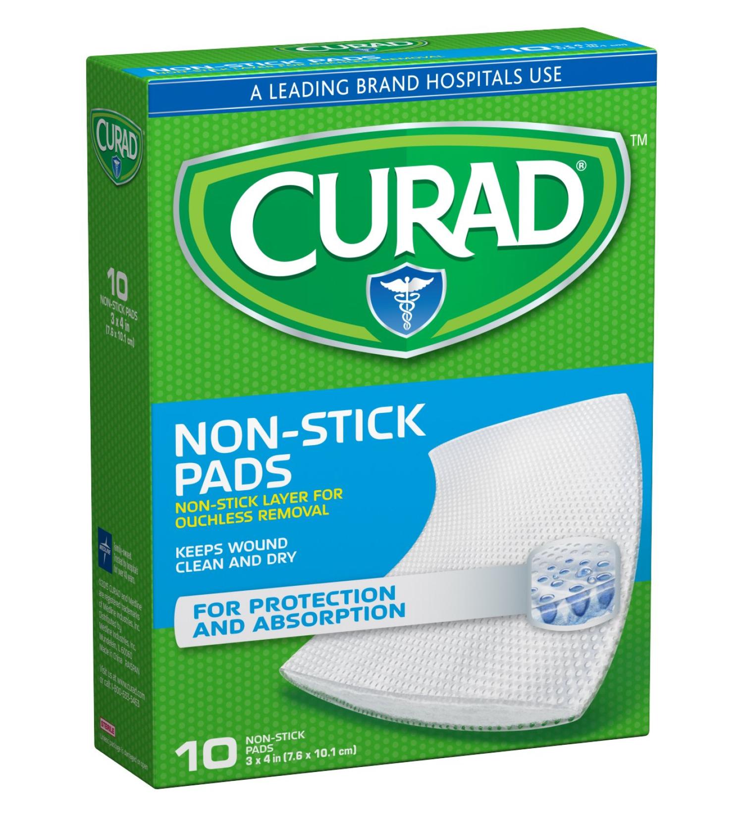 Curad Non-Stick Pads 3x4 Inch - Pack of 10 | 3 Inches X 4 Inches, 10 Count - Buy Online on GoSupps.com