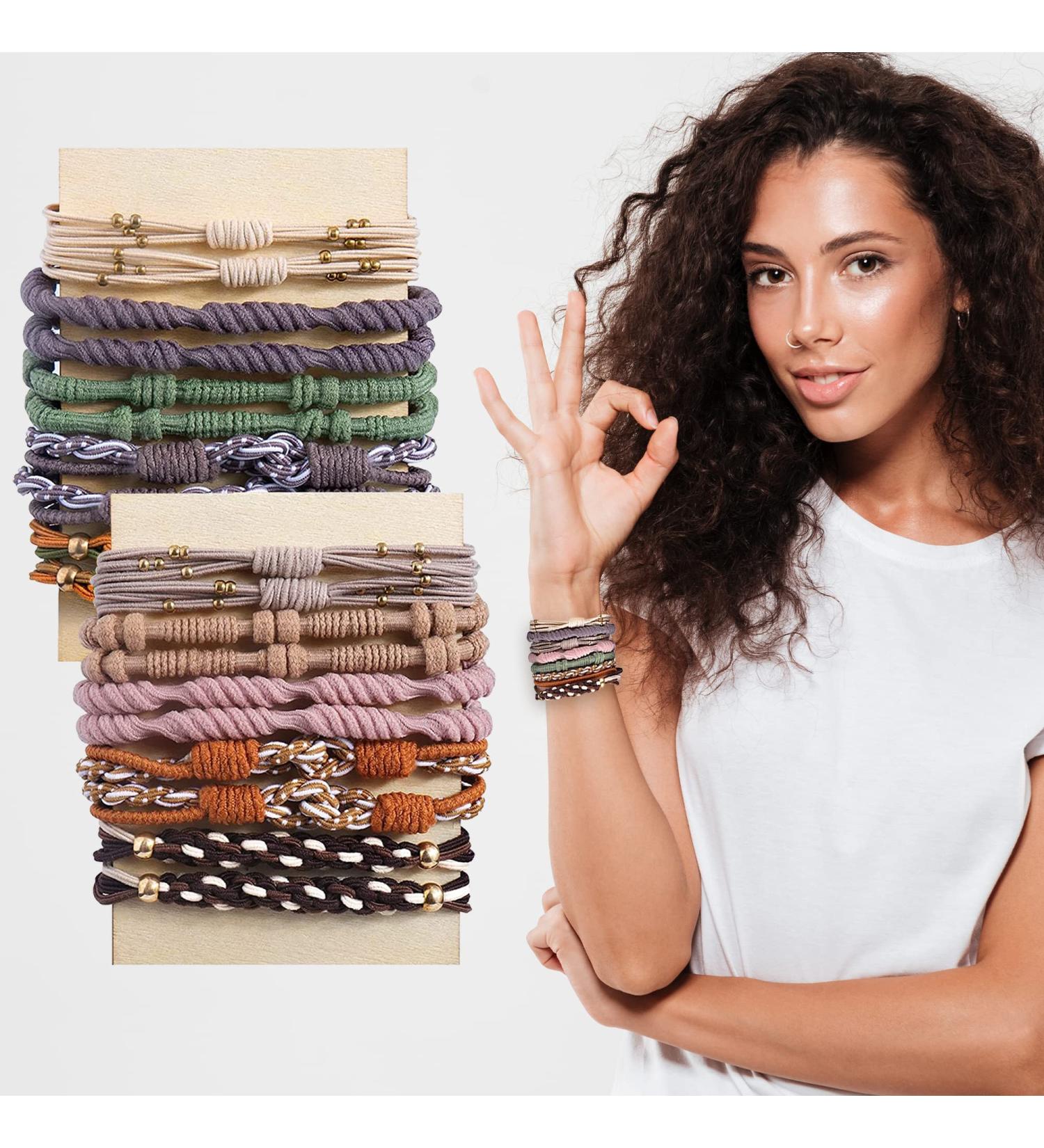 Yohou 20PCS Boho Hair Ties for Women - 10 Colors & 5 Styles - Cute Bracelet Hair Tie Set for Thick Hair - Perfect for Outdoor, Gym, Travel, Office - Buy Online on GoSupps.com