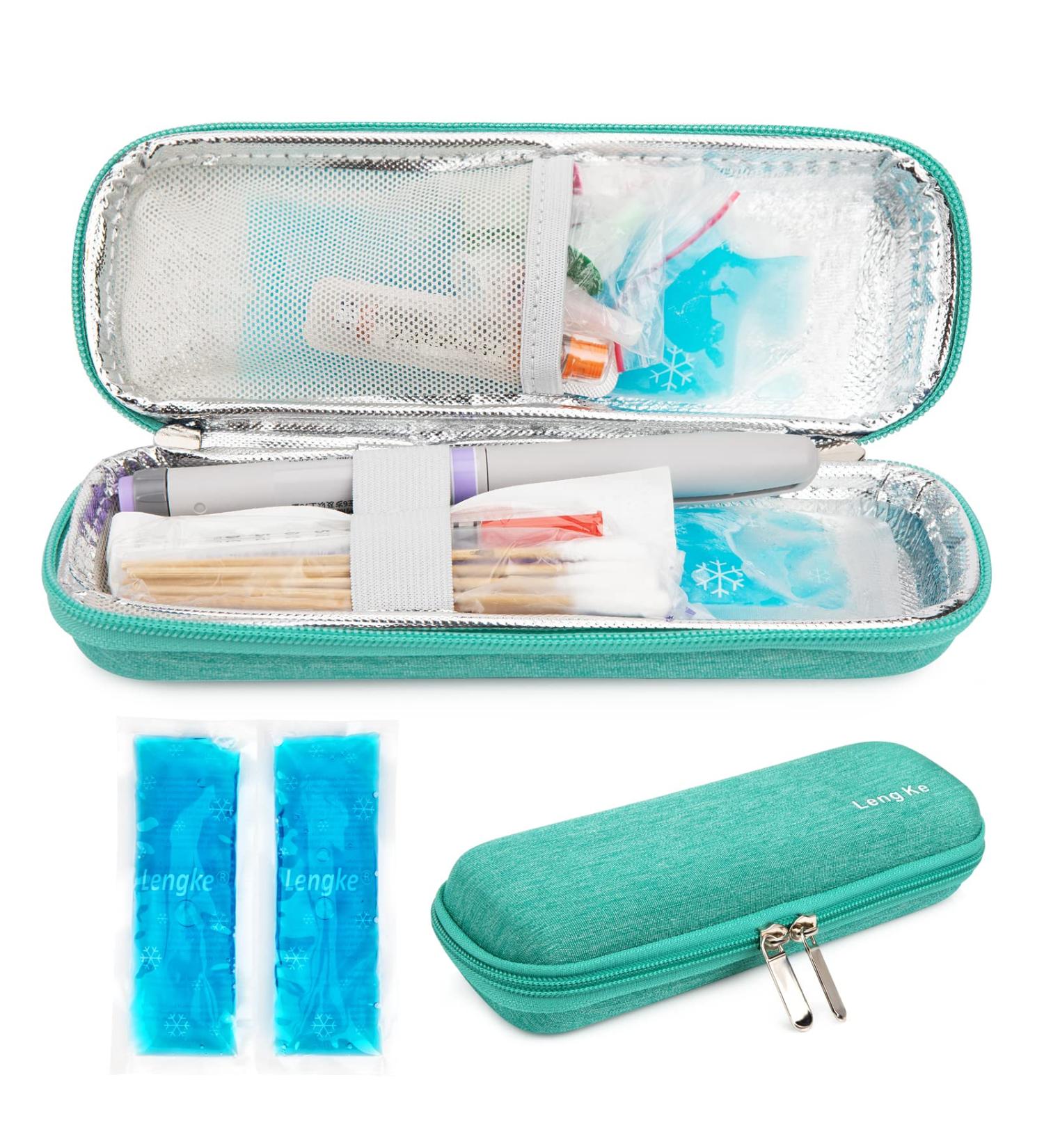 YOUSHARES Insulin Cooler Travel Case - Small EVA Diabetic Organizer with Ice Pack - Green - Buy Online on GoSupps.com