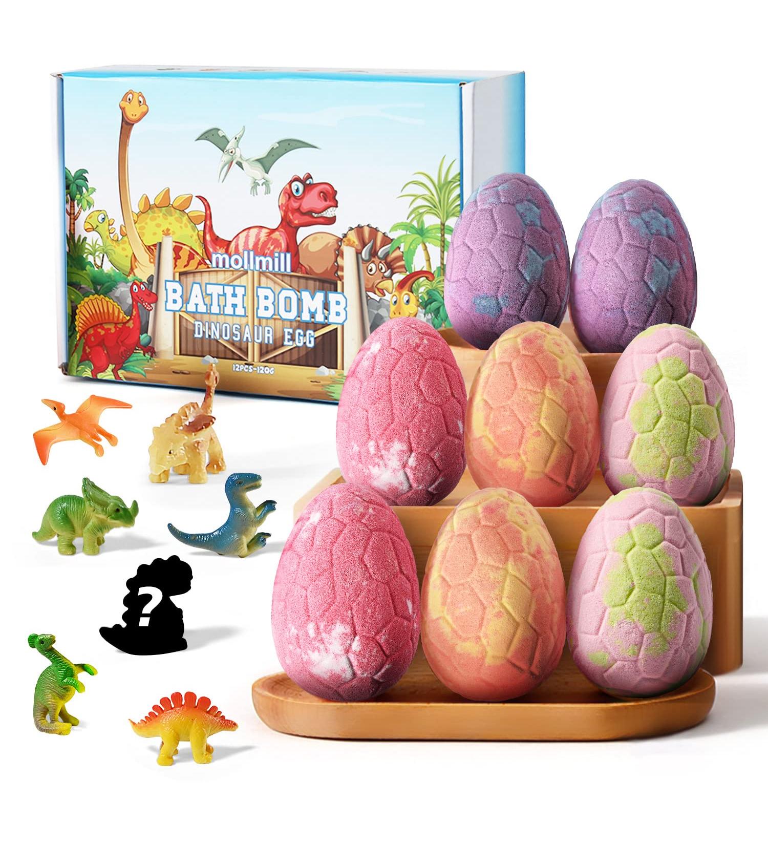 Dino Egg Bath Bomb Gift Set for Kids - Large Easter Eggs with Surprise Dinosaur - Educational Organic Bubble Bath Bombs for Boys and Girls - Buy Online on GoSupps.com