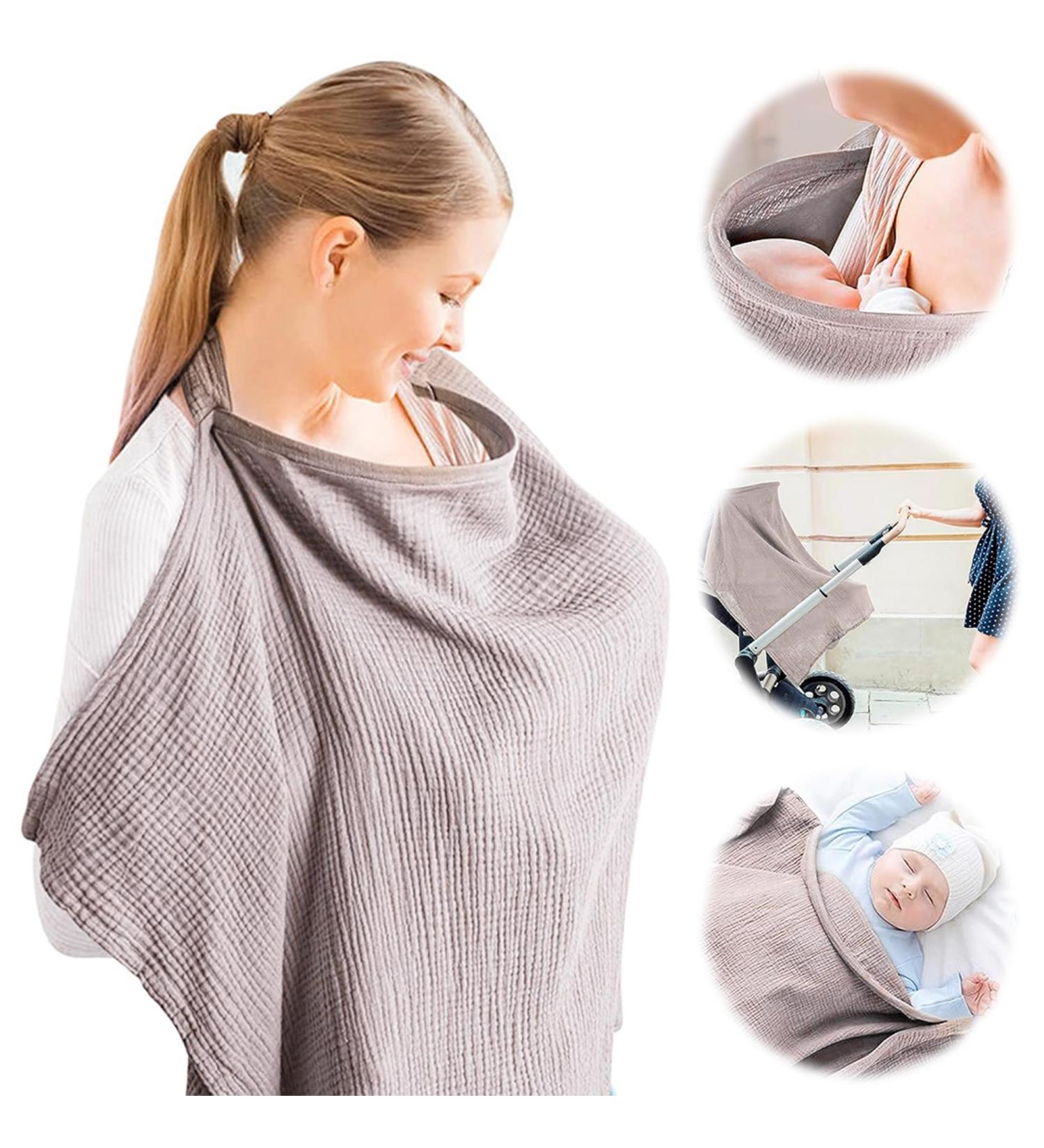 Euioovm Silent Scarf Breastfeeding Cover - Soft Cotton Multi-Purpose Apron & Sun Protection - Light Brown - Buy Online on GoSupps.com