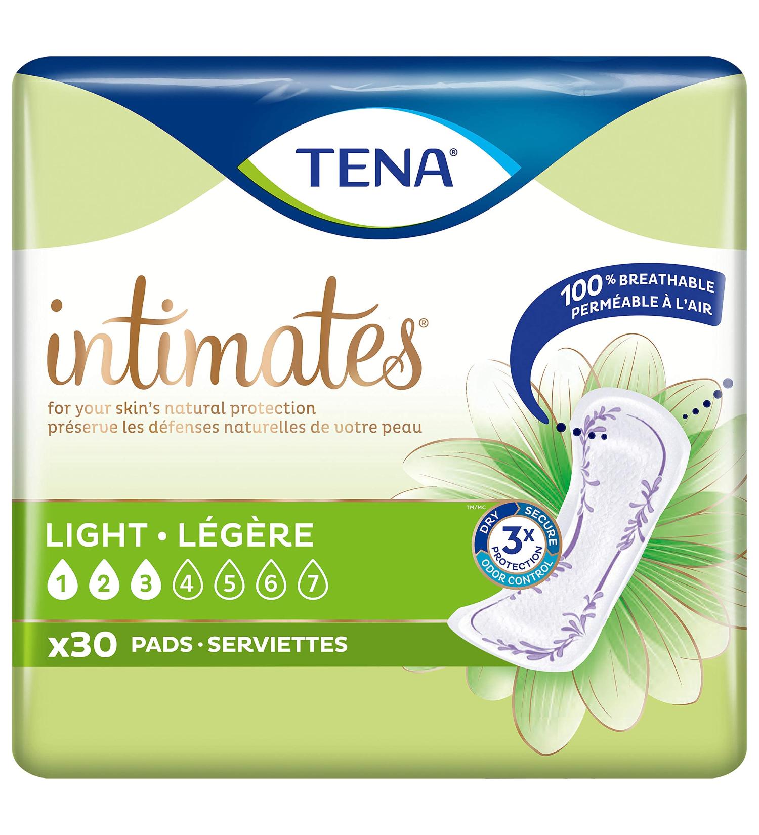 TENA Intimates Incontinence Pads for Women - Light Absorbency, Ultra Thin, Regular Length - 30 Count (Pack of 6) - Buy Online on GoSupps.com