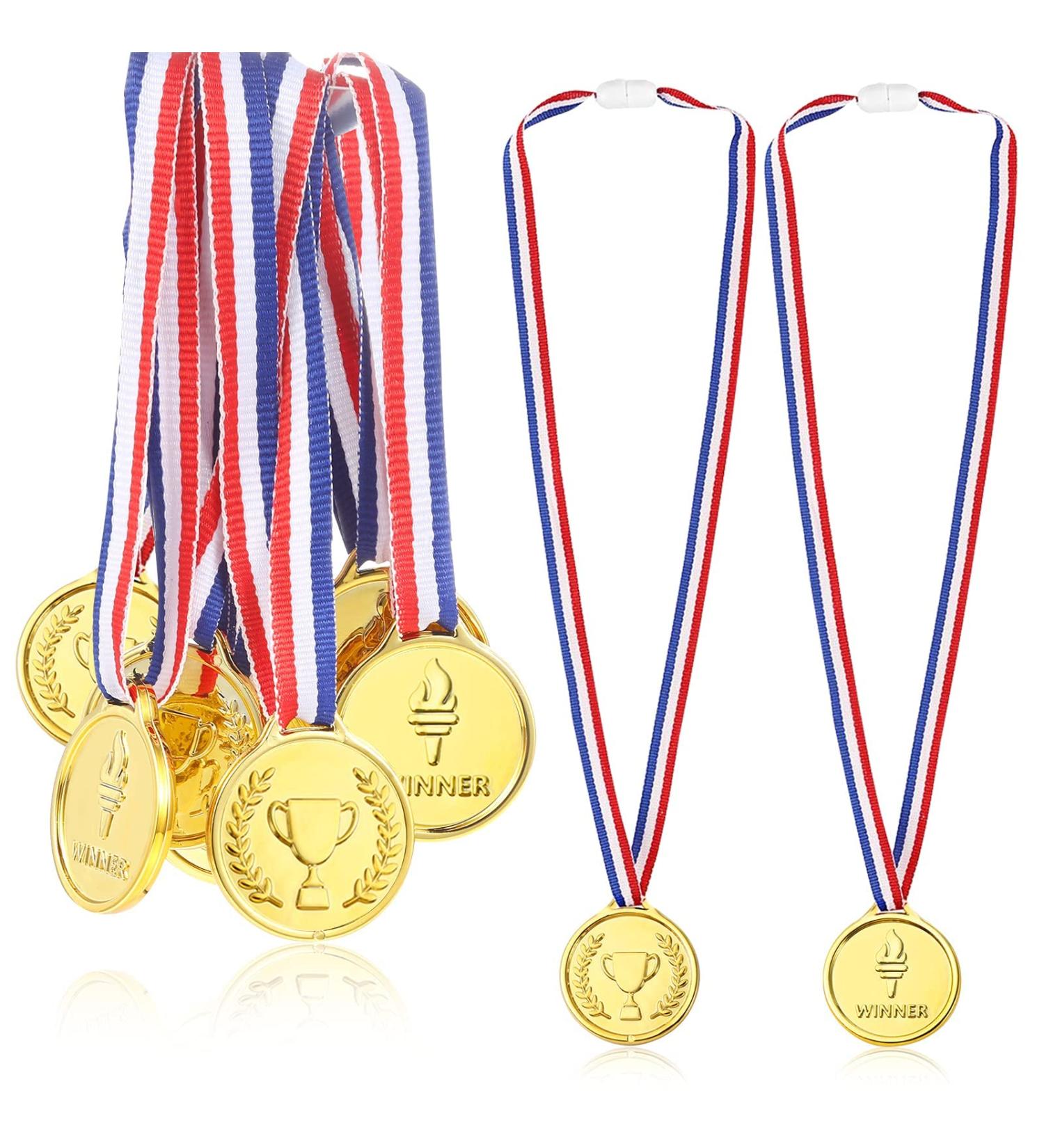 Caydo 24-Piece Children's Gold Plastic Winner Award Medals - 1.38 Inch - Buy Online on GoSupps.com