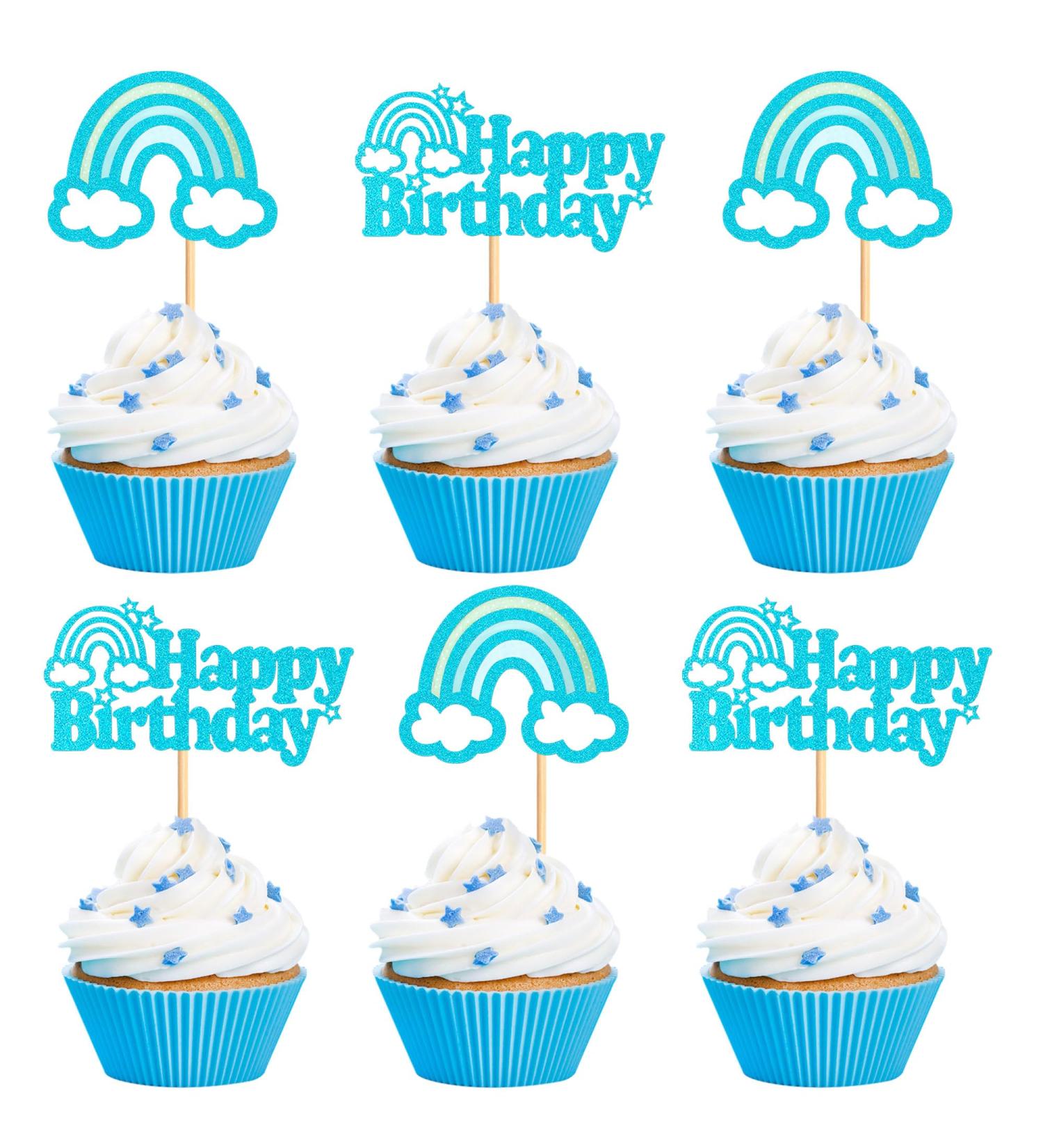 Ercadio 24 Pack Boho Rainbow Happy Birthday Cupcake Toppers Blue Boho Rainbow Cupcake Picks Boho Cake Toppers for Boho Rainbow Theme Birthday Baby Shower Party Decor Supplies A-hp Blue - Buy Online on GoSupps.com