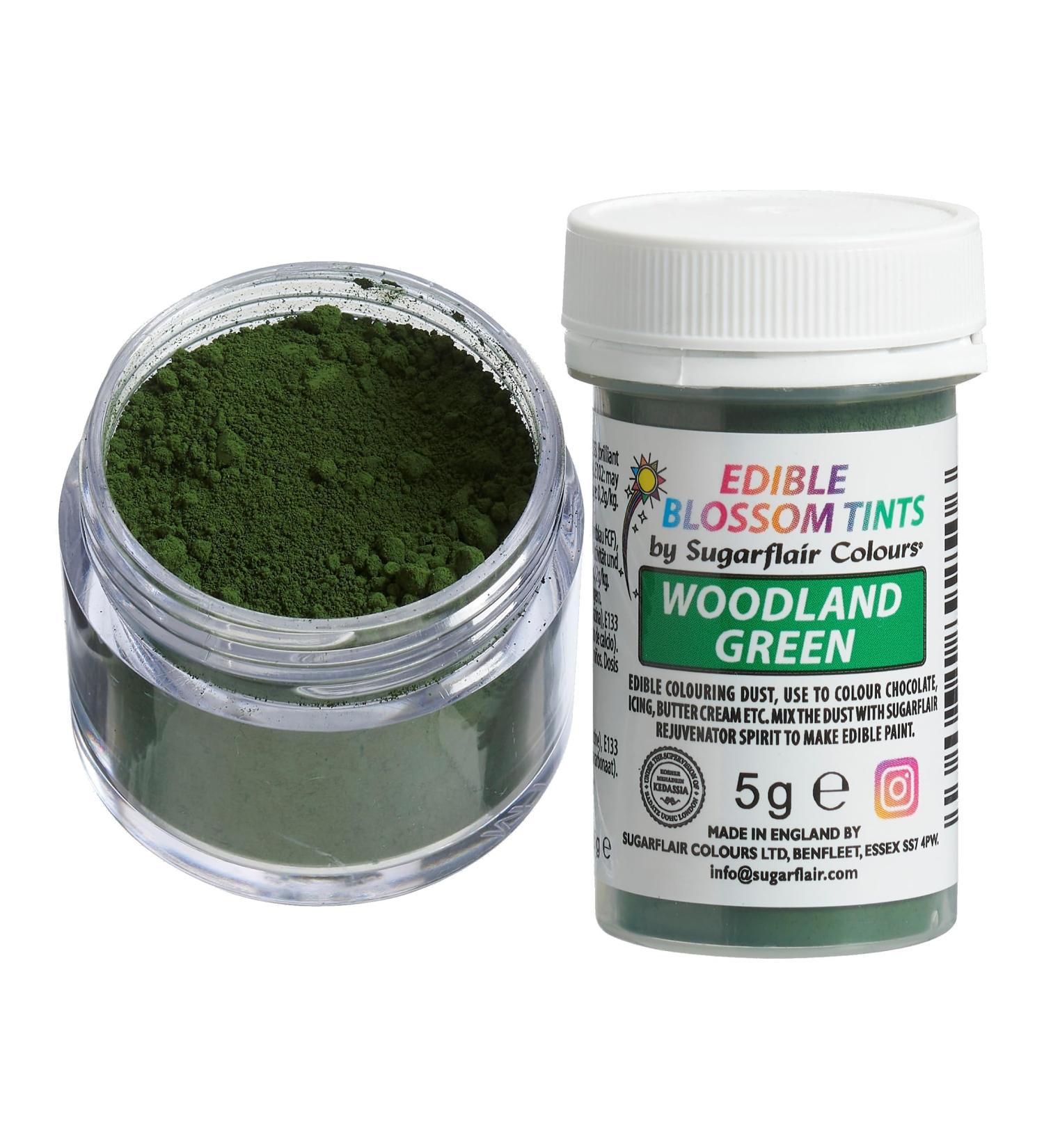 Sugarflair Woodland Green Food Colouring Powder Dust Use on Cake Surfaces Decorations or Colour Sugarpaste Fondant Icing Chocolate Buttercream Royal Icing Macarons and More! - 5g