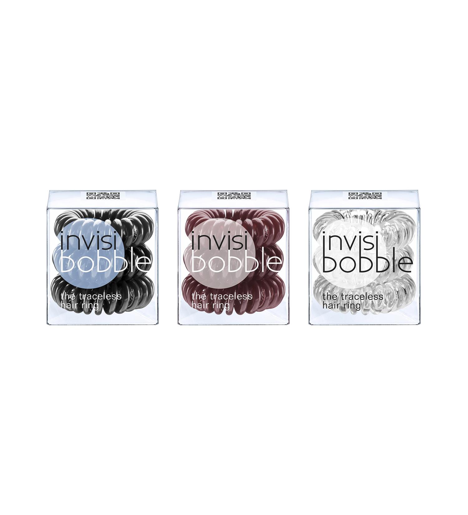 Invisibobble Mix - True Black Chocolate Brown & Crystal Clear - Pack of 3 (3 x 3 Pieces) for Effortless Hair Styling - Buy Online on GoSupps.com