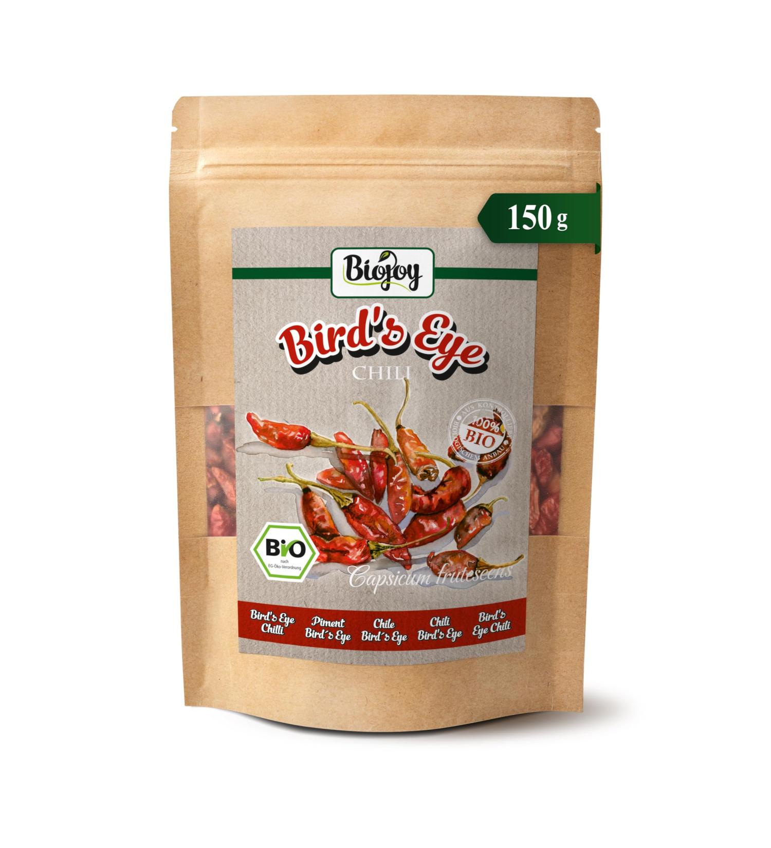  Biojoy Biojoy Bird's Eye BIO Bird's Eye Peppers (150g) whole pods very spicy - Buy Online on GoSupps.com