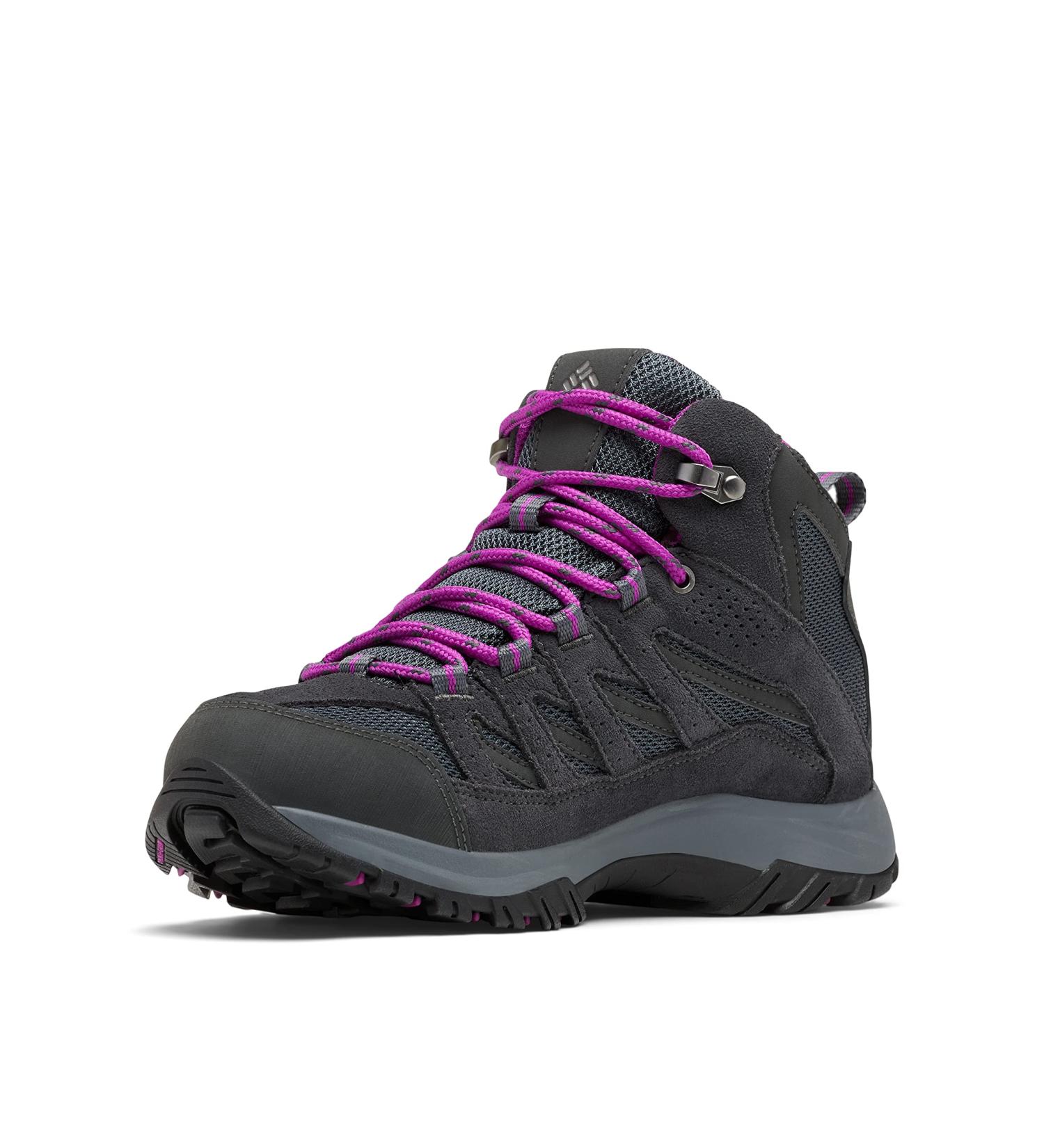 Columbia Women's Crestwood Mid Waterproof Wide Hiking Boot Shoe 7.5 - Graphite/Bright Plum - Buy Online on GoSupps.com