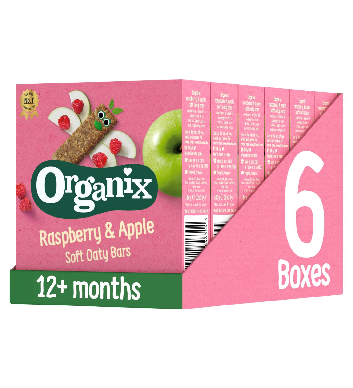 Organix Goodies 1 Year+Organic Raspberry and Apple Soft Oaty Bars 6 x 30 g (Pack of 6 Total 36 Bars) - Buy Online on GoSupps.com