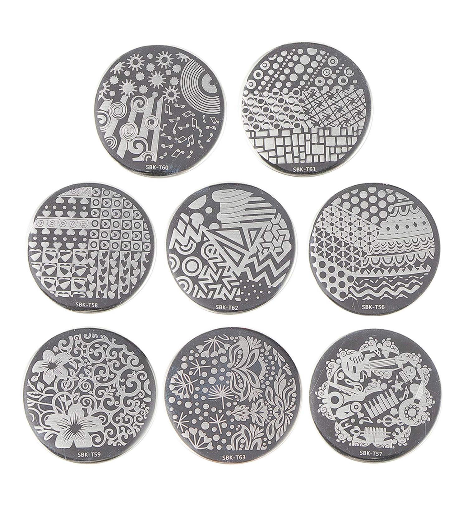 Niceneeded Nail Art Stamping Plates - 8-Piece Set for DIY Nail Design | Love Flower Geometric & Guitar Patterns - Buy Online on GoSupps.com