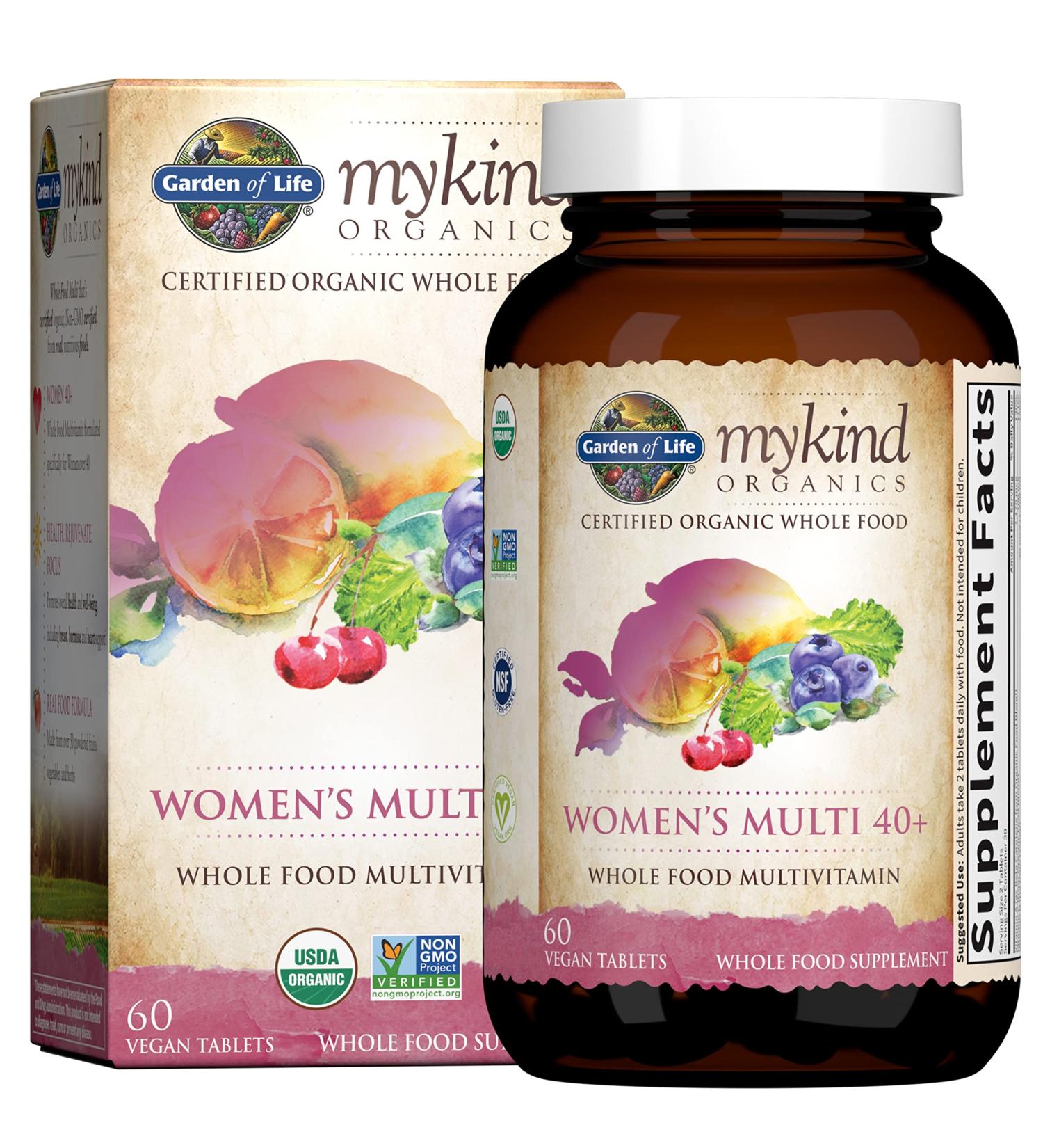 Garden of Life mykind Organics Women's 40+ Multivitamin - Hormone & Breast Health Support - Vegan, Whole Food Blend - 60 Tablets - Buy Online on GoSupps.com
