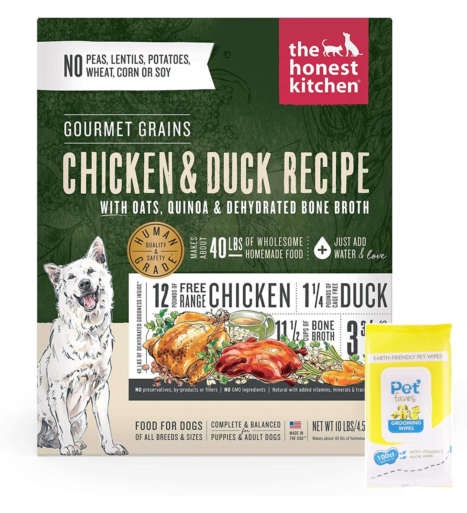 Buy The Honest Kitchen Dehydrated Gourmet Grains Chicken & Duck Dog Food 10 lb + 100ct Pet Wipes - Premium International Shipping - Buy Online on GoSupps.com
