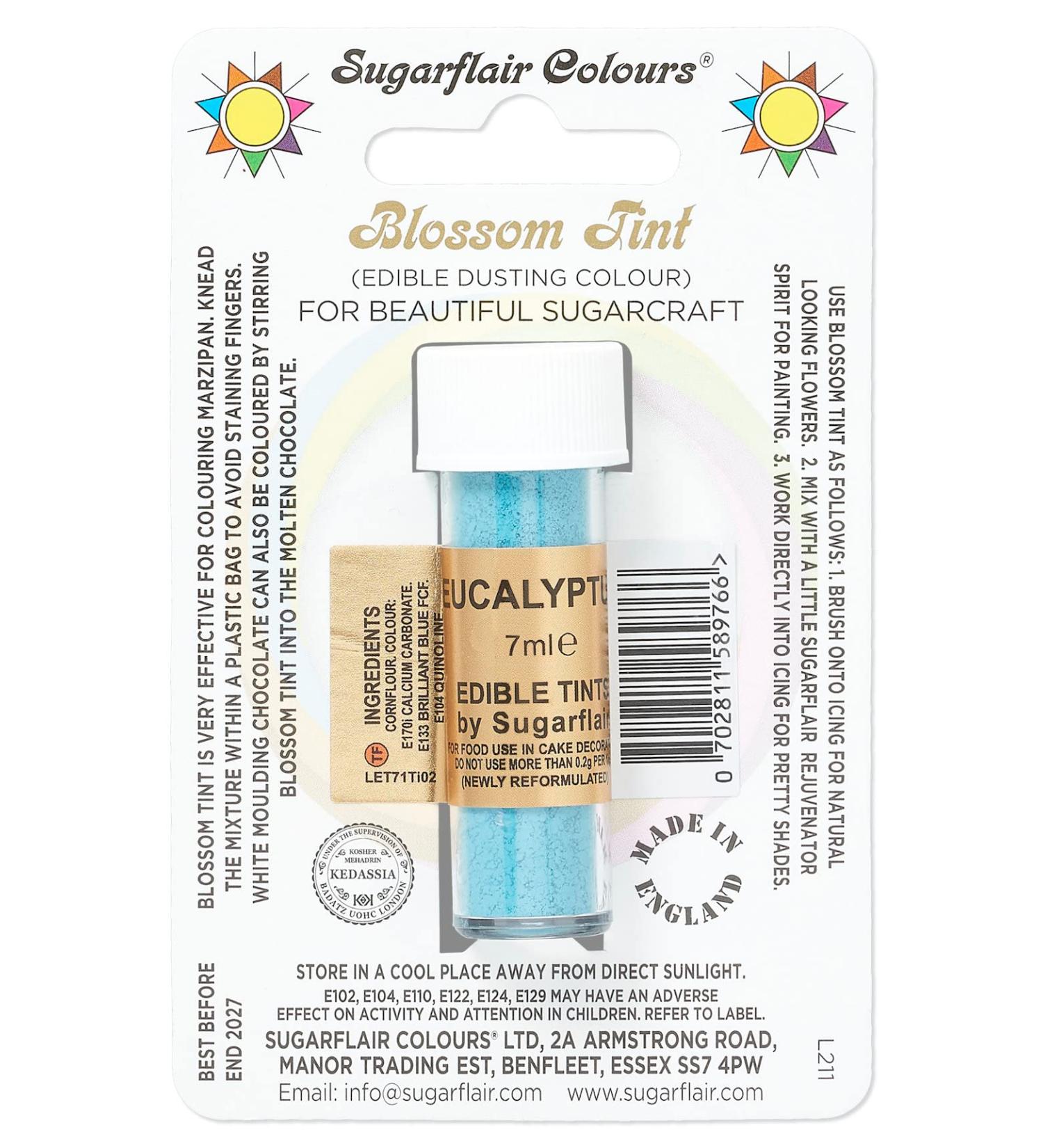 Sugarflair Eucalyptus Blossom Tint Food Colouring and Dusting Powder Matt Finish Brush On or Mix with Rejuvenator Spirit to Create a One of A Kind Cake - 7ml