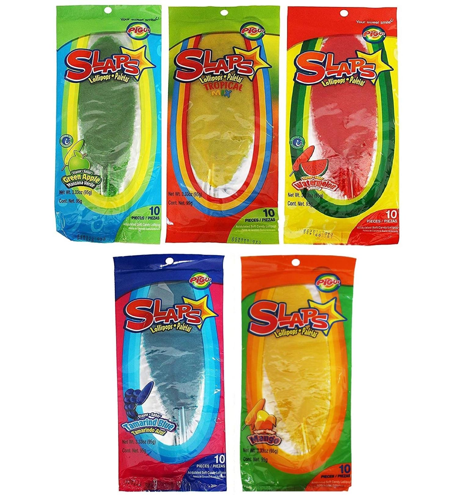 Mexican Slaps Lollipop Candy Mega Bundle - 50 Pieces, 5 Tropical Flavors: Watermelon, Mango, Green Apple, and Blue Tamarind - TikTok Inspired - Buy Online on GoSupps.com