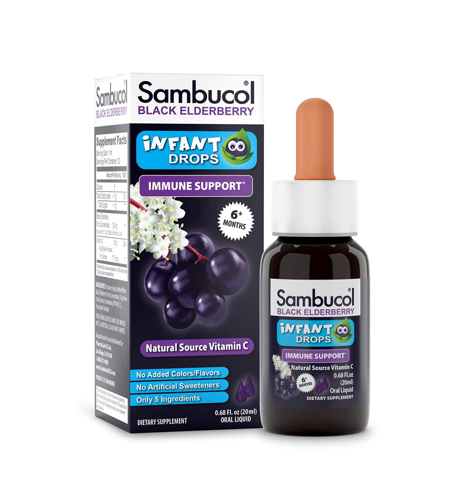 Sambucol Black Elderberry Infant Drops for 6+ Months | 0.68 fl oz (20 ml) - Buy Online on GoSupps.com