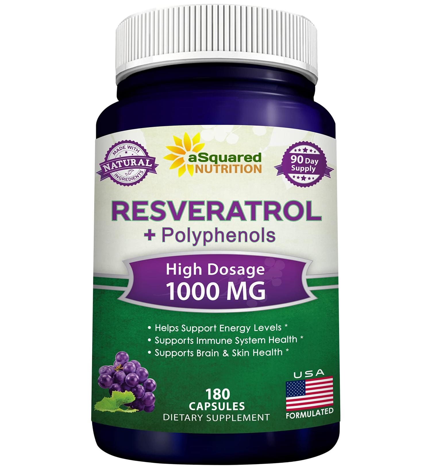 180 Capsules of 100% Natural Resveratrol with Red Wine Extract - Pure Heart Health Supplement - Extra Strength Antioxidant Pills - Buy Online on GoSupps.com