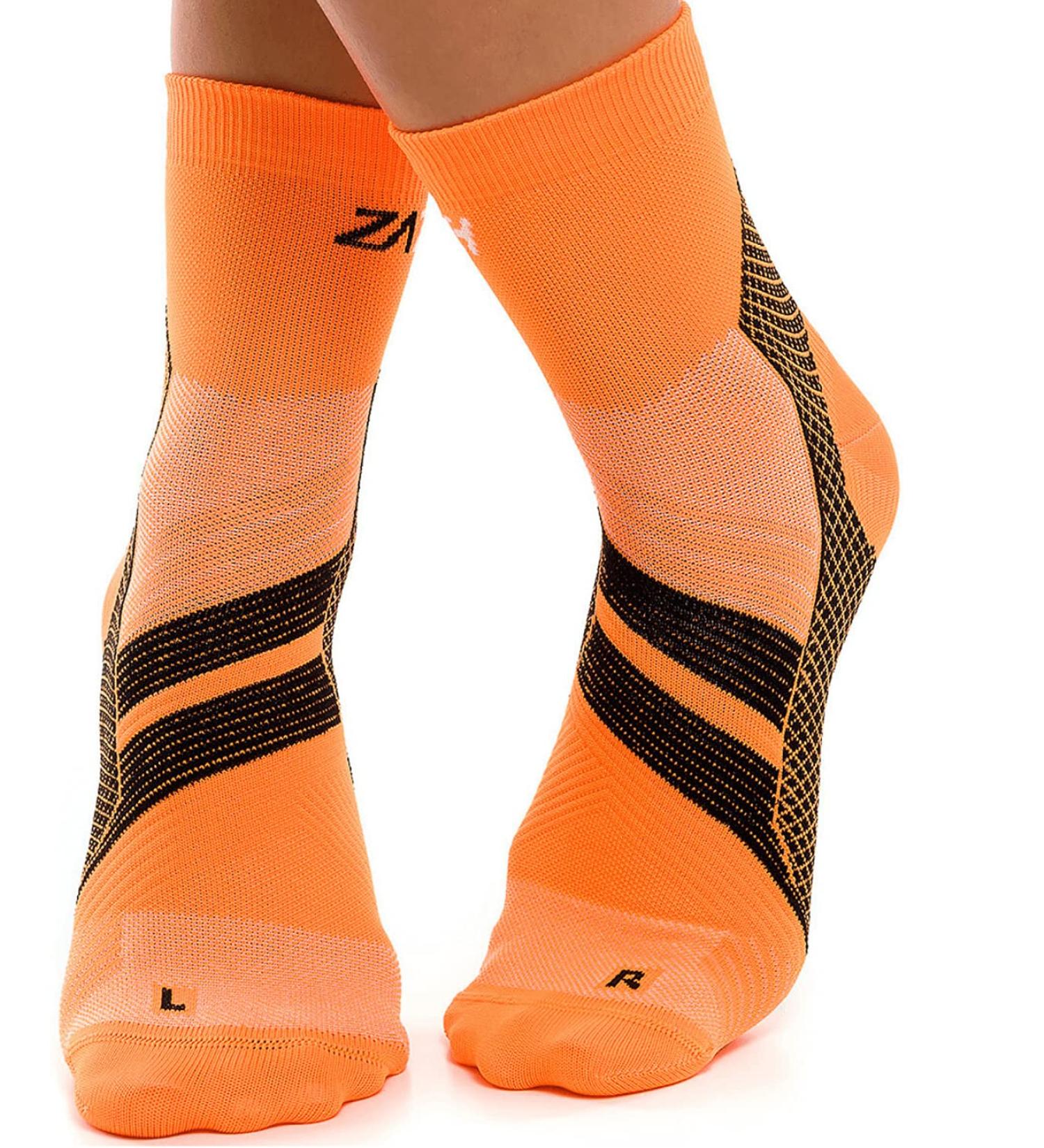 Shop Plantar Fasciitis Socks | Ankle Compression & Arch Support for Men & Women - Orange/Black Medium - Buy Online on GoSupps.com