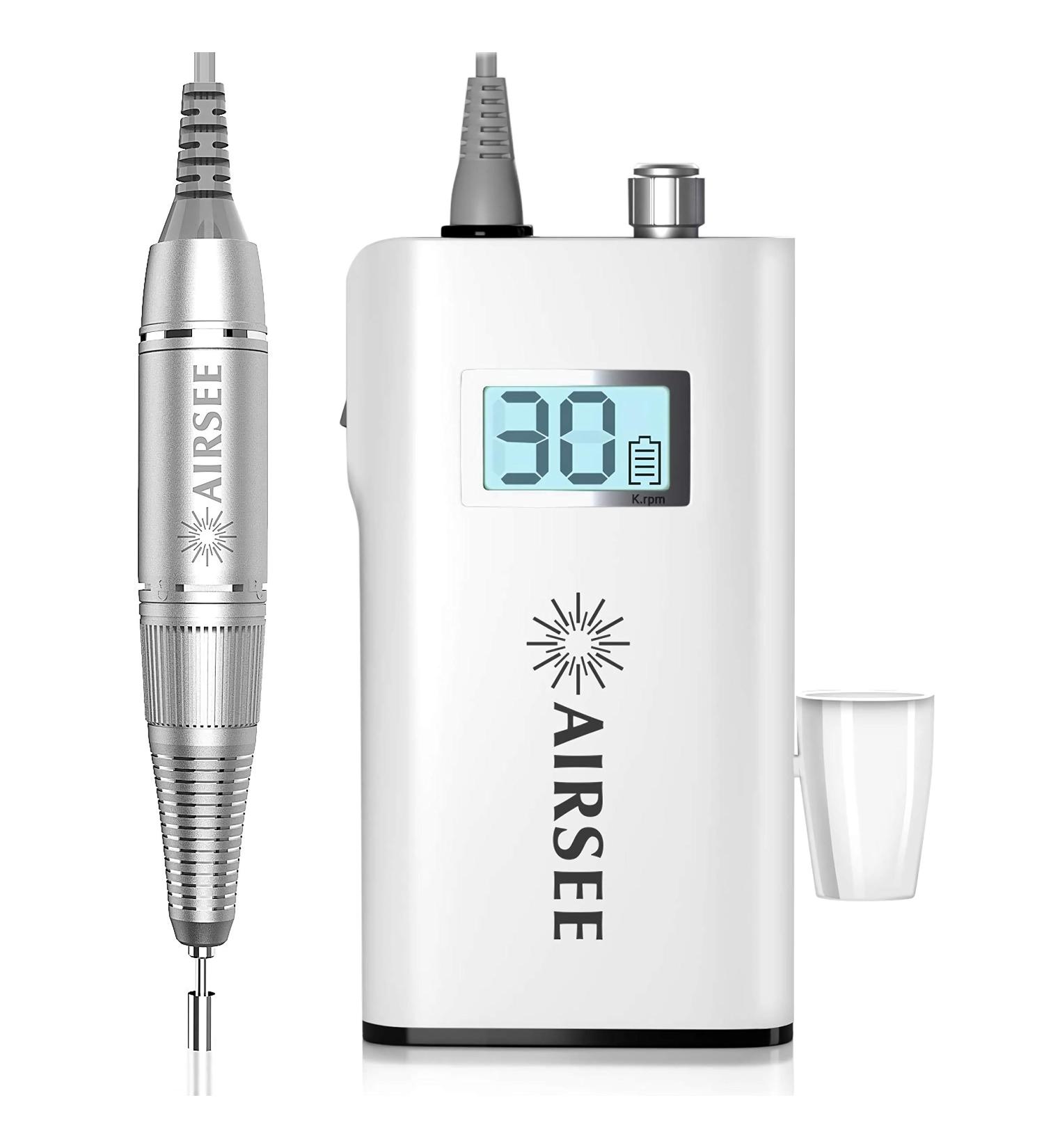 AIRSEE Rechargeable 30000RPM Electric Nail Drill Professional Portable E File Machine for Acrylic Nails Natural Extension Gel Nails Polish Cuticle, Cordless High Speed for Salon Use or Home DIY White A Ns 2036 White - Buy Online on GoSupps.com