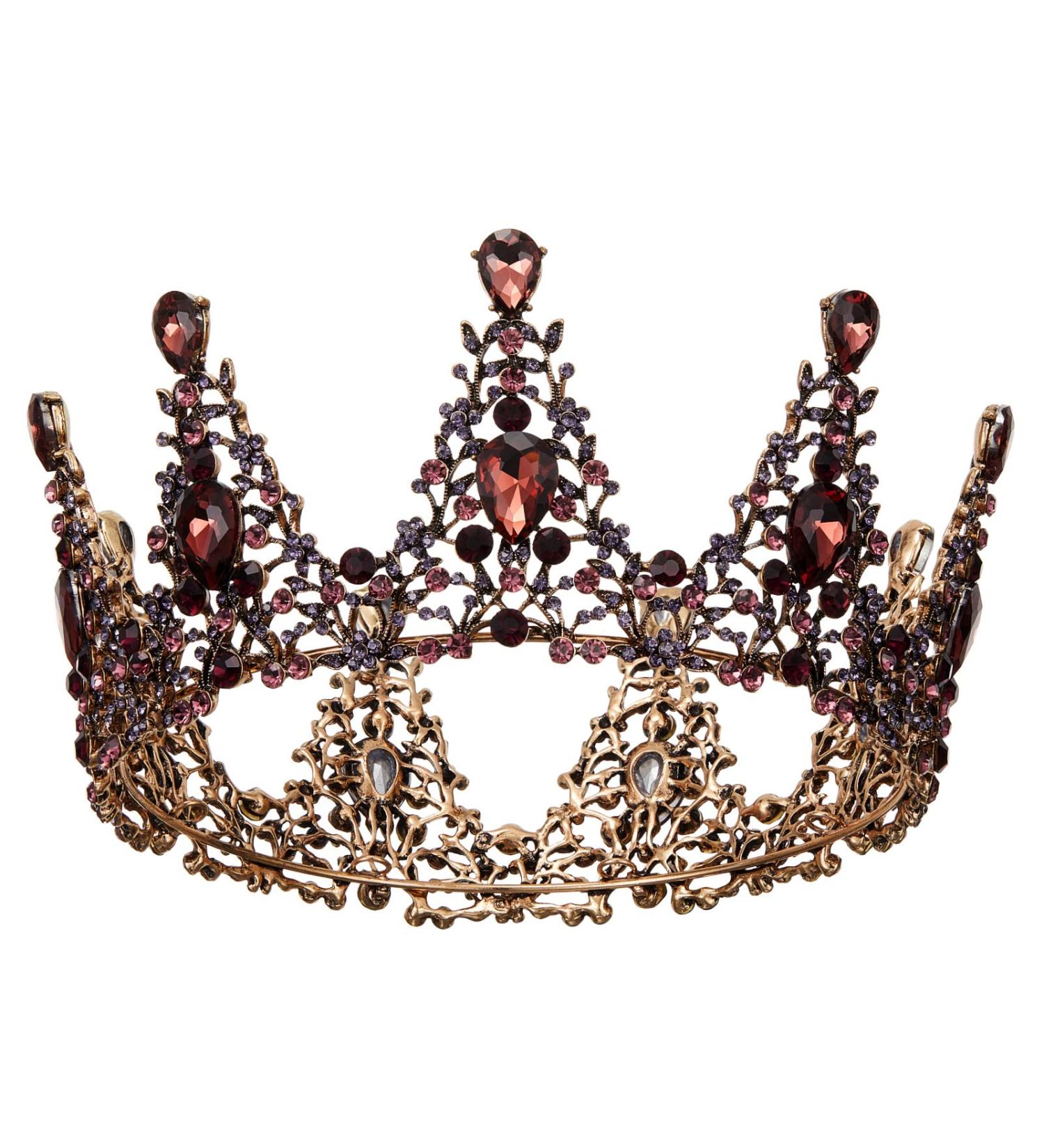 AW BRIDAL Vintage Gothic Queen Crown - Mulberry+Purple Tiara Headband for Wedding, Party, Quinceanera - Baroque Style for Birthday & Christmas - Buy Online on GoSupps.com