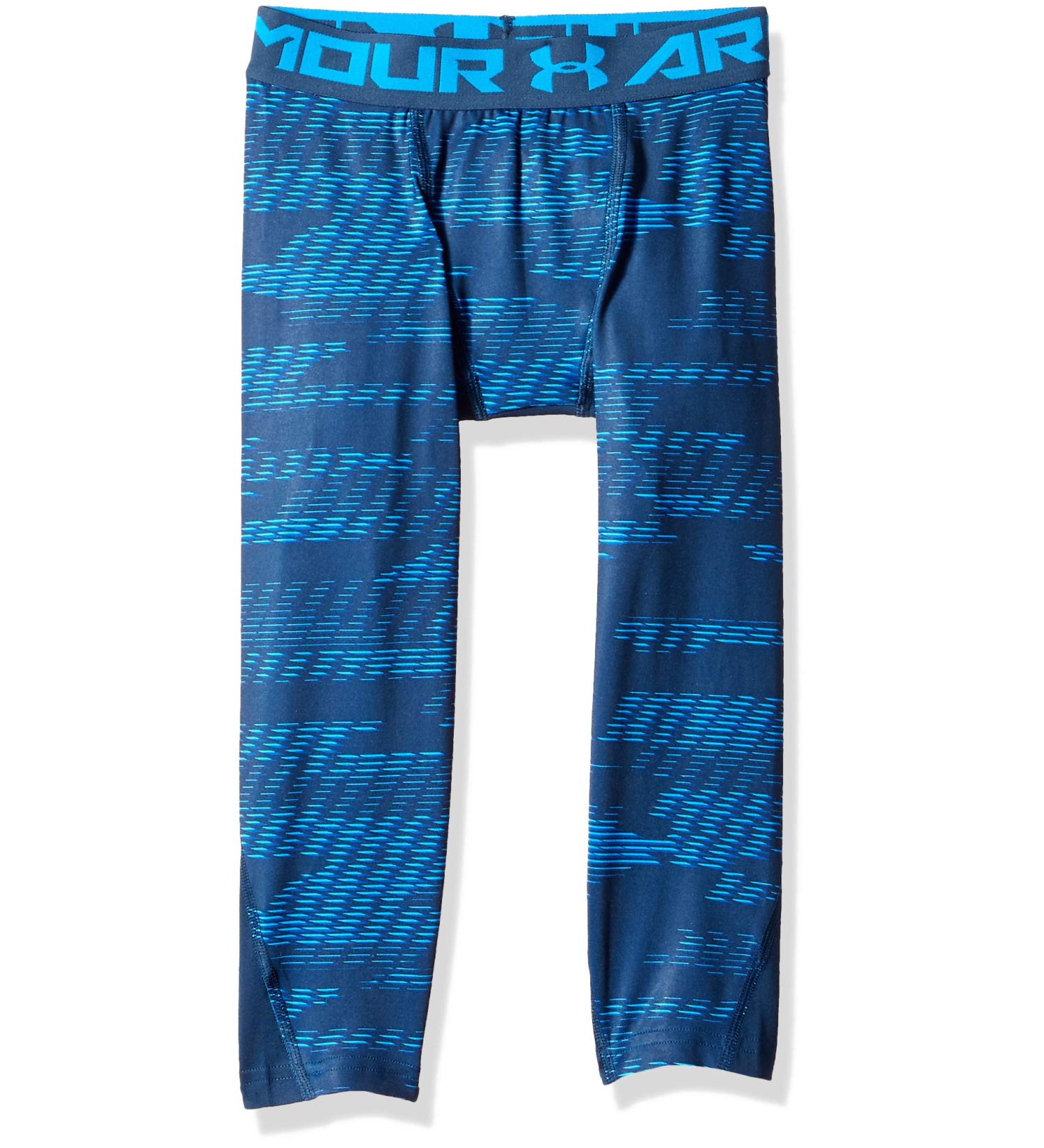 Under Armour Boys' HeatGear Armour Printed Leggings - Small Blue Circuit/Green Typhoon - Buy Online on GoSupps.com