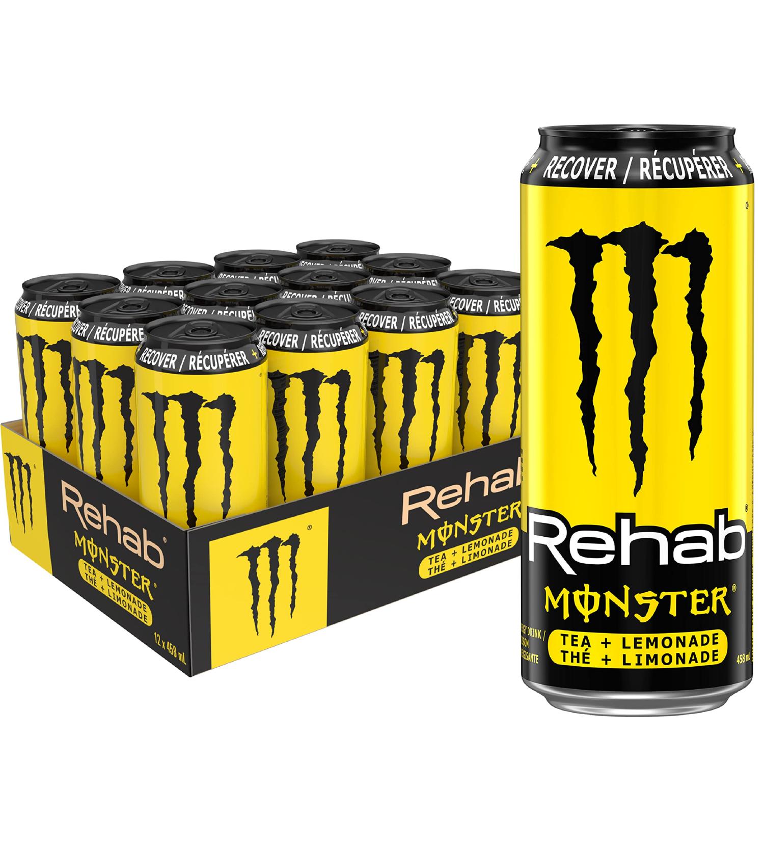 Monster Energy Rehab Tea + Lemonade 458mL Cans Pack of 12 - Buy Online on GoSupps.com