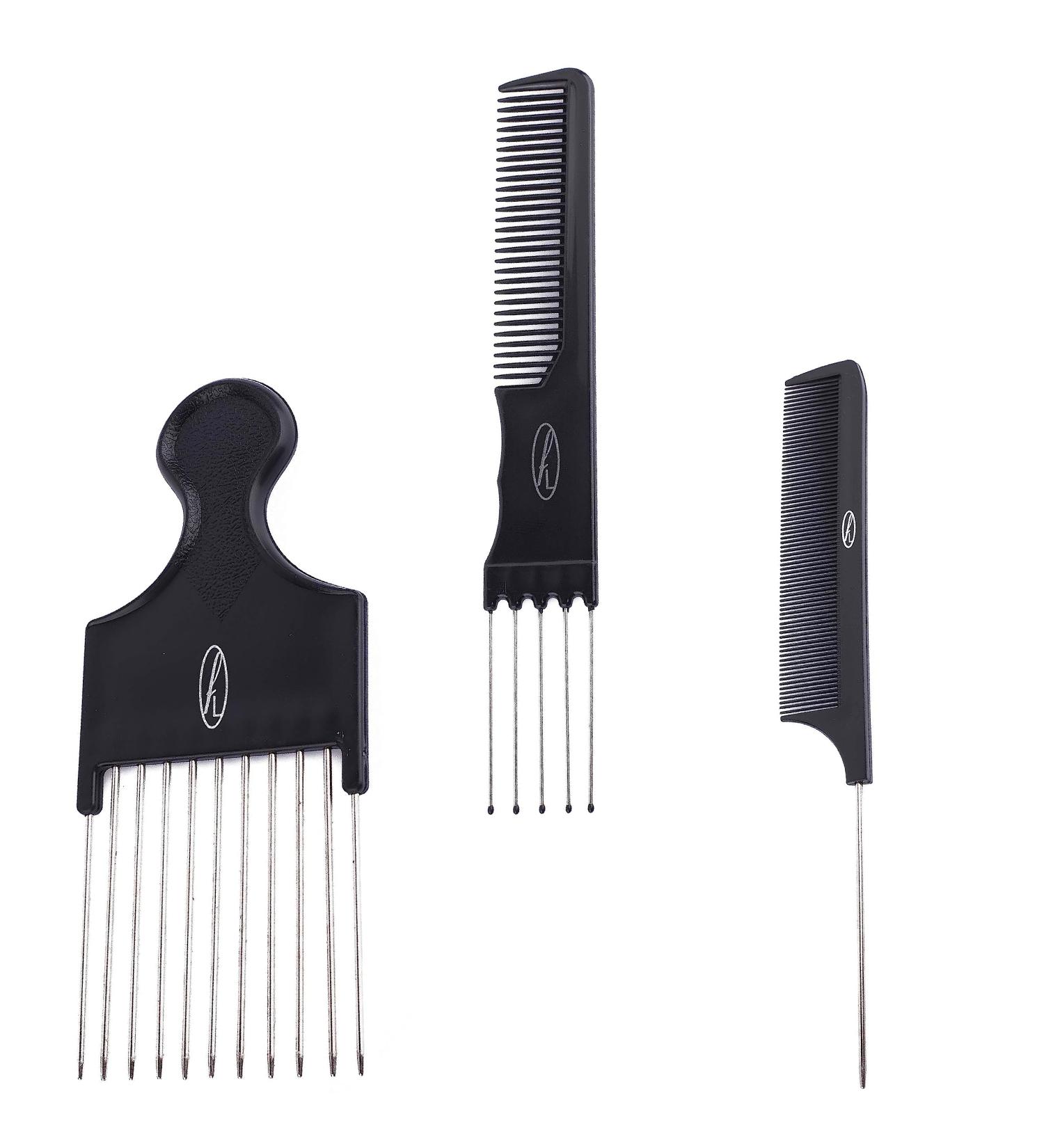 Fine Lines - Combs kit - Afro Comb Lift Comb and Pin Tail Comb - Create you Afro Lifestyle - Wet or Curly Hair - Thick Plastic and Iron Black antistatic comb - Afro Hair Combs Metal Tail - 3 Pack - Buy Online on GoSupps.com