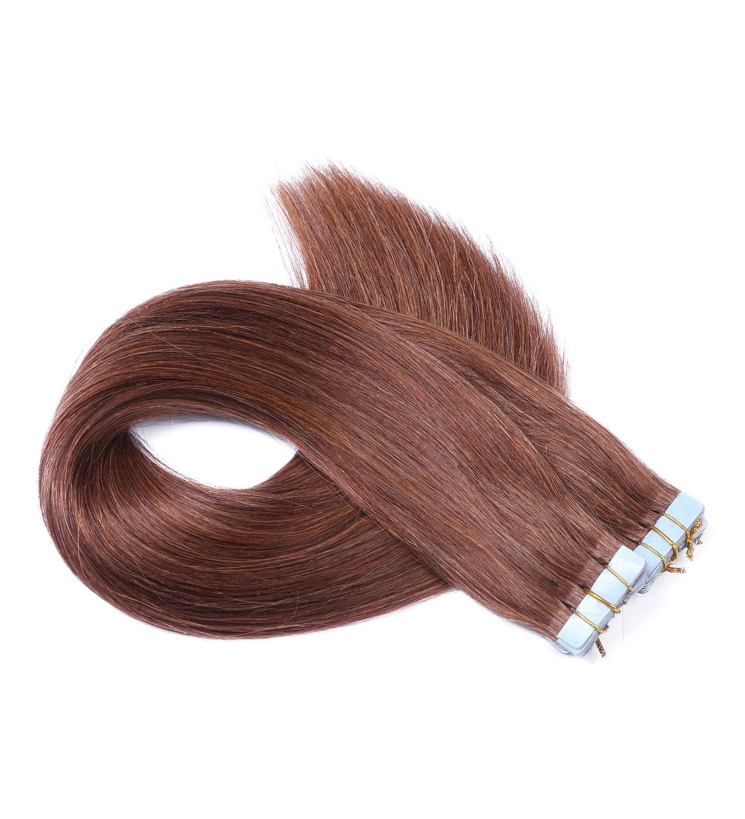 Buy #33 Red-Brown Tape-In Hair Extensions | 100% Remy Real Hair | 50cm | 10 Bricks | Easy Application | Novon Hair Extensions - Buy Online on GoSupps.com