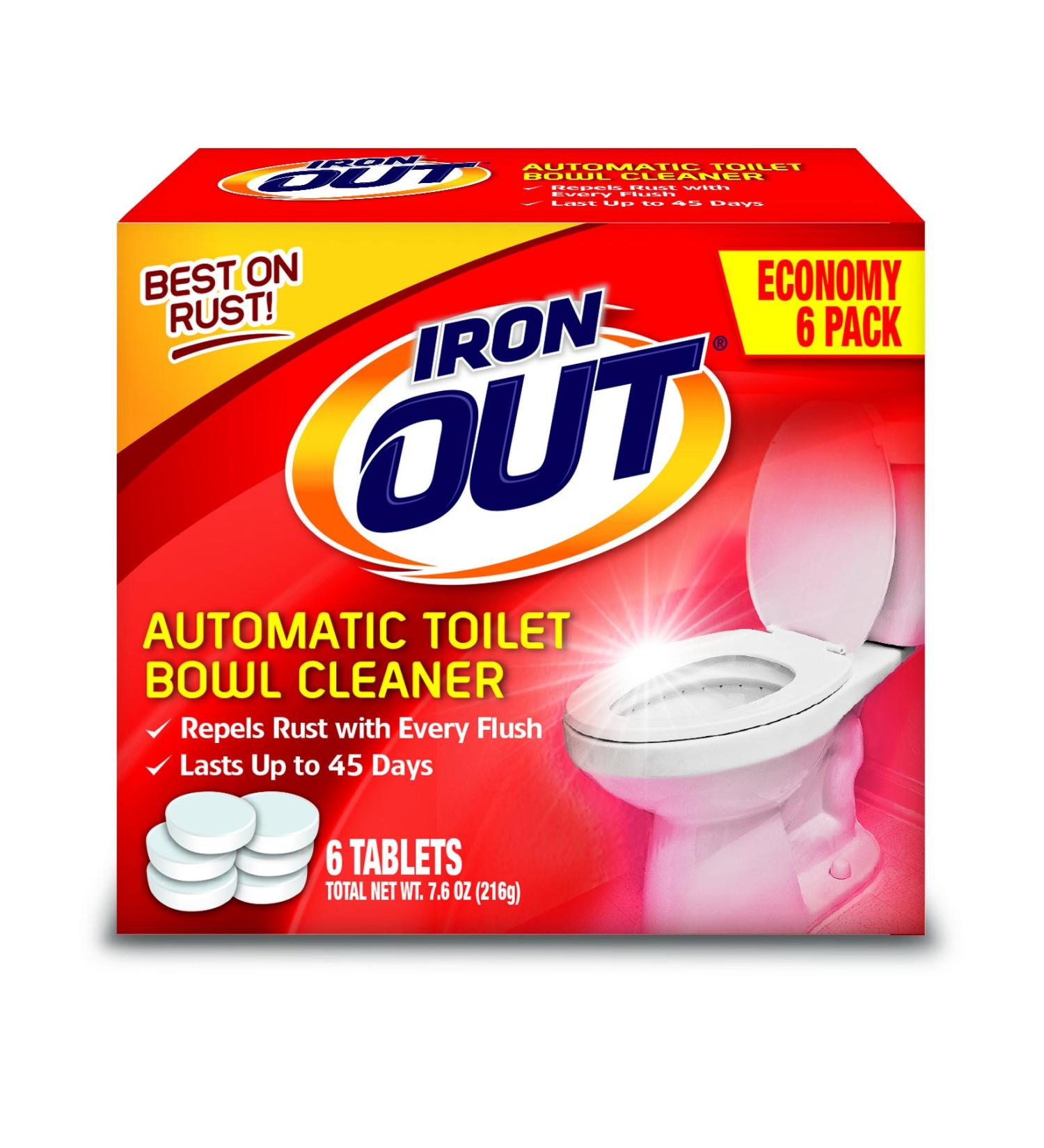 Iron OUT Automatic Toilet Bowl Cleaner - Repels Rust & Hard Water Stains - 6 Tablets, Pack of 1 - Household Toilet Cleaner - Buy Online on GoSupps.com
