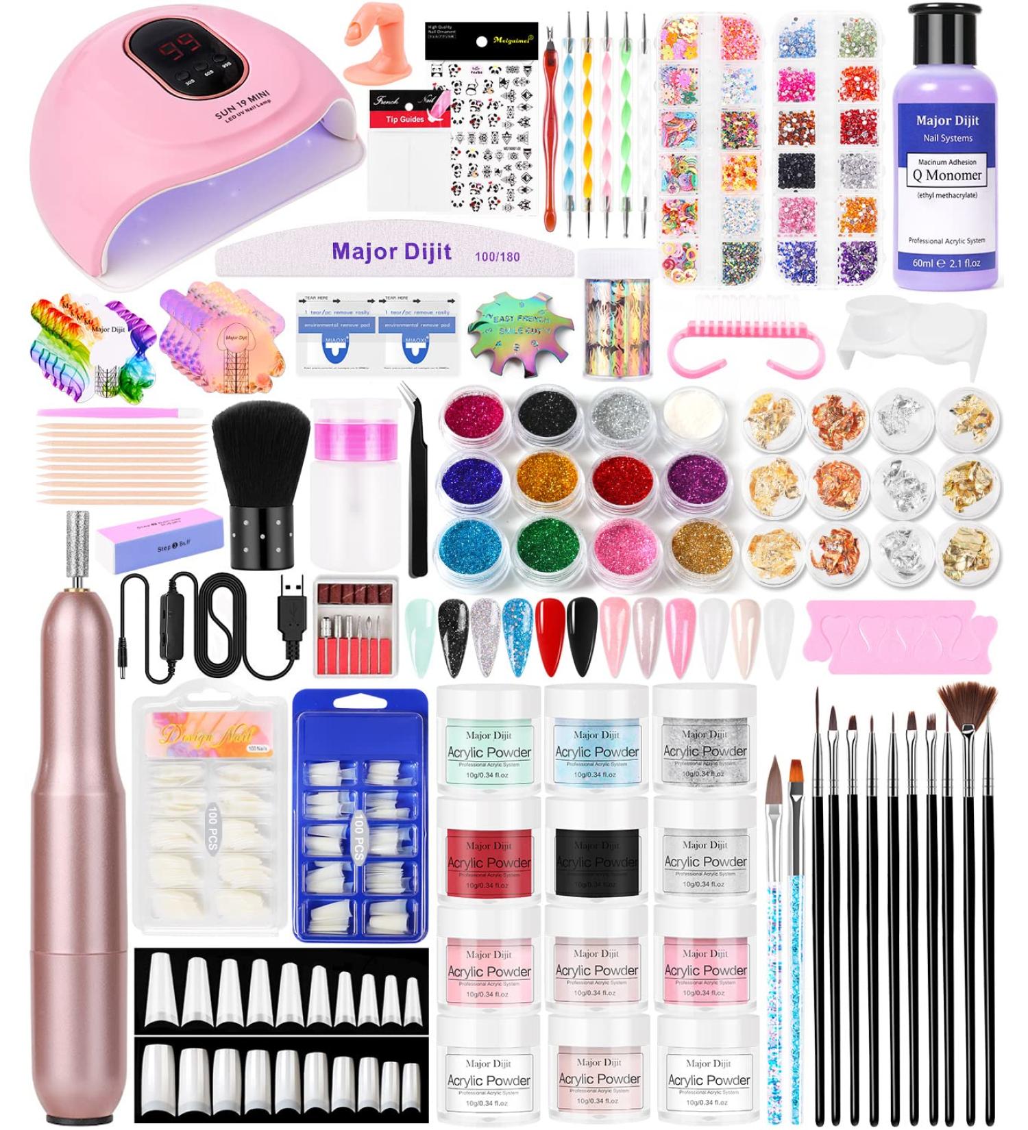 Dijit Acrylic Nail Kit with Lamp, 12 Colors Acrylic Powder Set, Electric Nail Drill & More | Nail Extension Kit for Salon - Buy Online on GoSupps.com