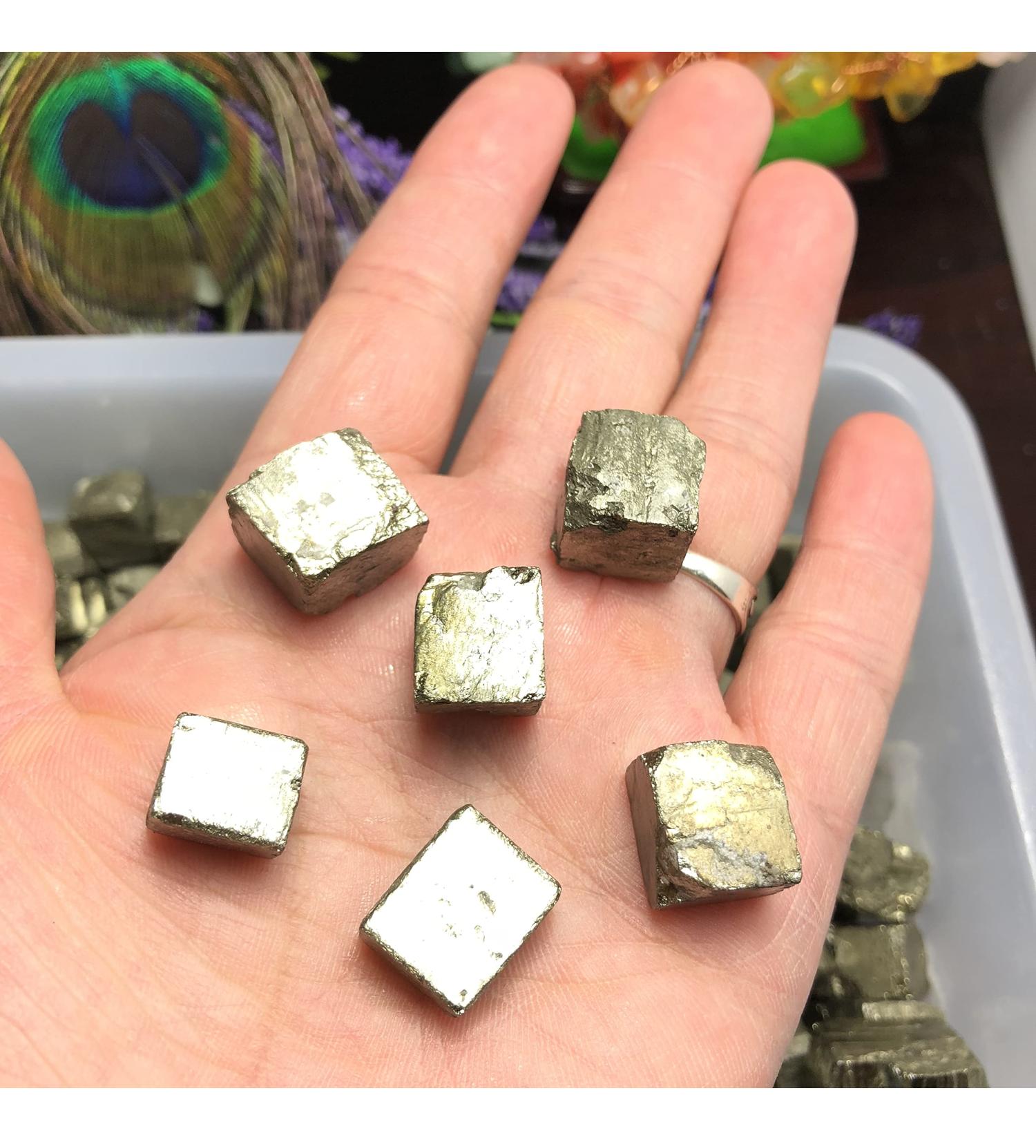 Natural Quartz Crystal 6Pcs Natural Copper Pyrite Specimen Chalcopyrite Crystal Rock Stones Original Specimen Cluster Collection Stone Home Office Decor - Buy Online on GoSupps.com