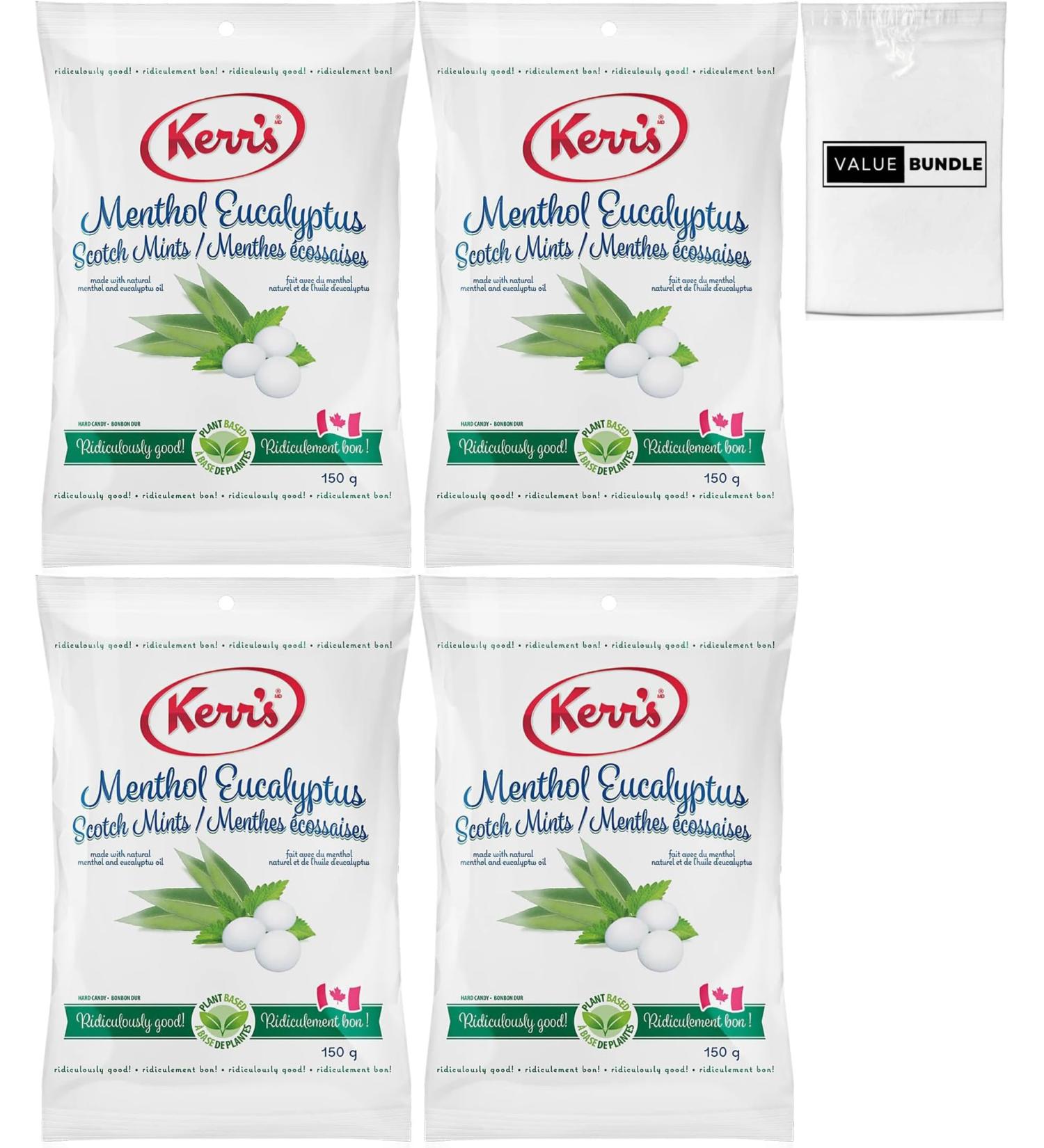 Value Bundle: Kerrs Mints - MENTHOL EUCALYPTUS SCOTCH MINTS - Hard Candy - Bonbon - Candies - Custom Value Bundle Branded Package of 4 (Menthol Eucalyptus Scotch Mints) - Buy Online on GoSupps.com