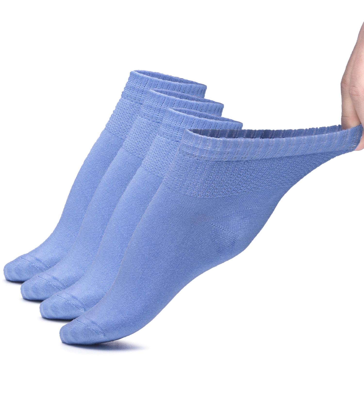 Junix Women s Bamboo Ankle Diabetic Socks Seamless Toe 4 Pack Soft 6-10 Blue
