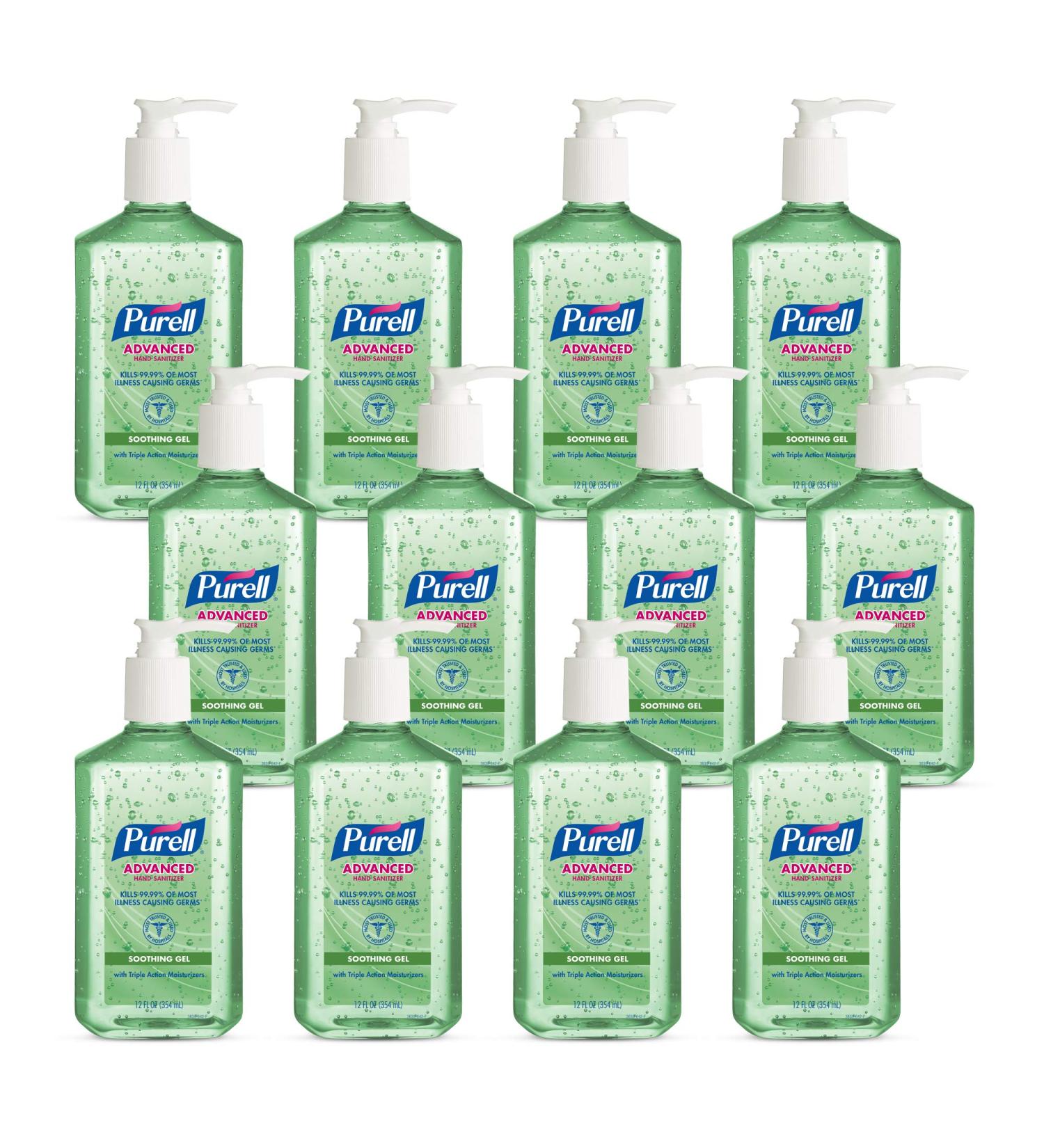 PURELL Advanced Hand Sanitizer Soothing Gel Fresh Scent 12 fl oz Pump Bottle (Pack of 12) - 3639-12 - Buy Online on GoSupps.com