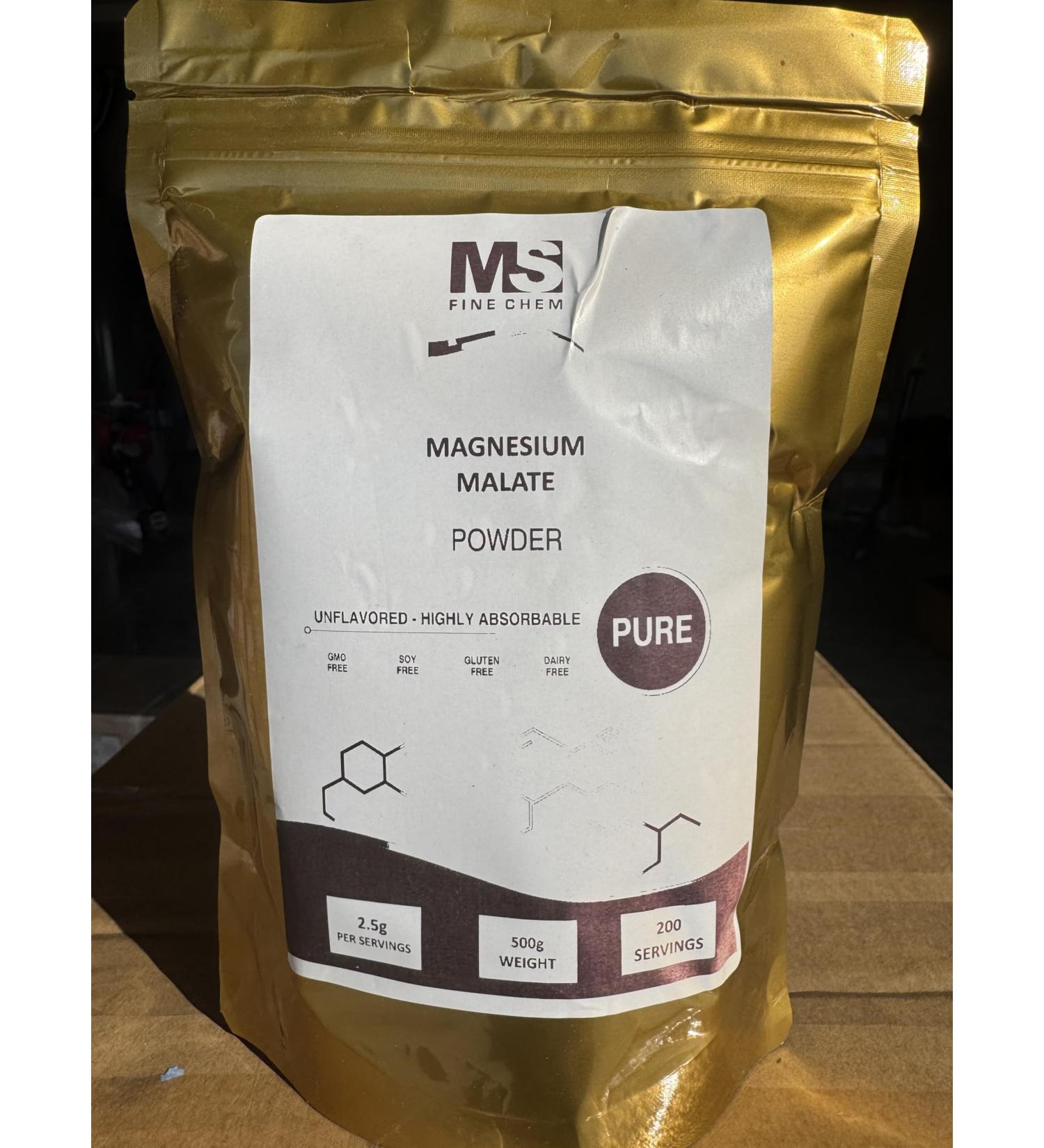 Magnesium Malate Powder High Bioavailability Magnesium Supplement Unflavored & Gluten Free Supports Energy & Muscle Function 500 g (1.1 lb)