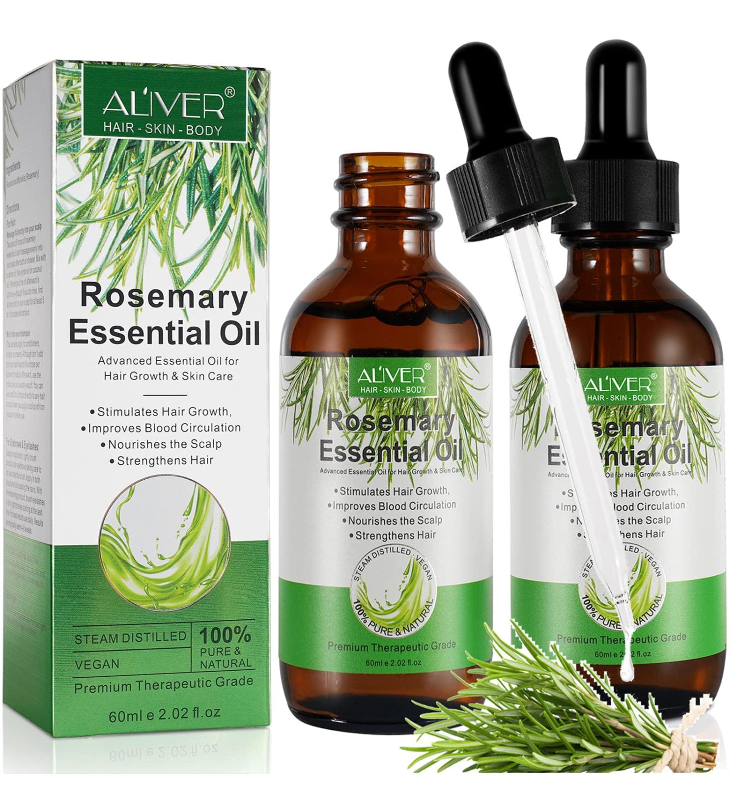 Organic Rosemary Oil for Hair Growth - 2 Pack of Pure Essential Oils for Hair Loss Regrowth - 4.04 Fl Oz - Buy Online on GoSupps.com